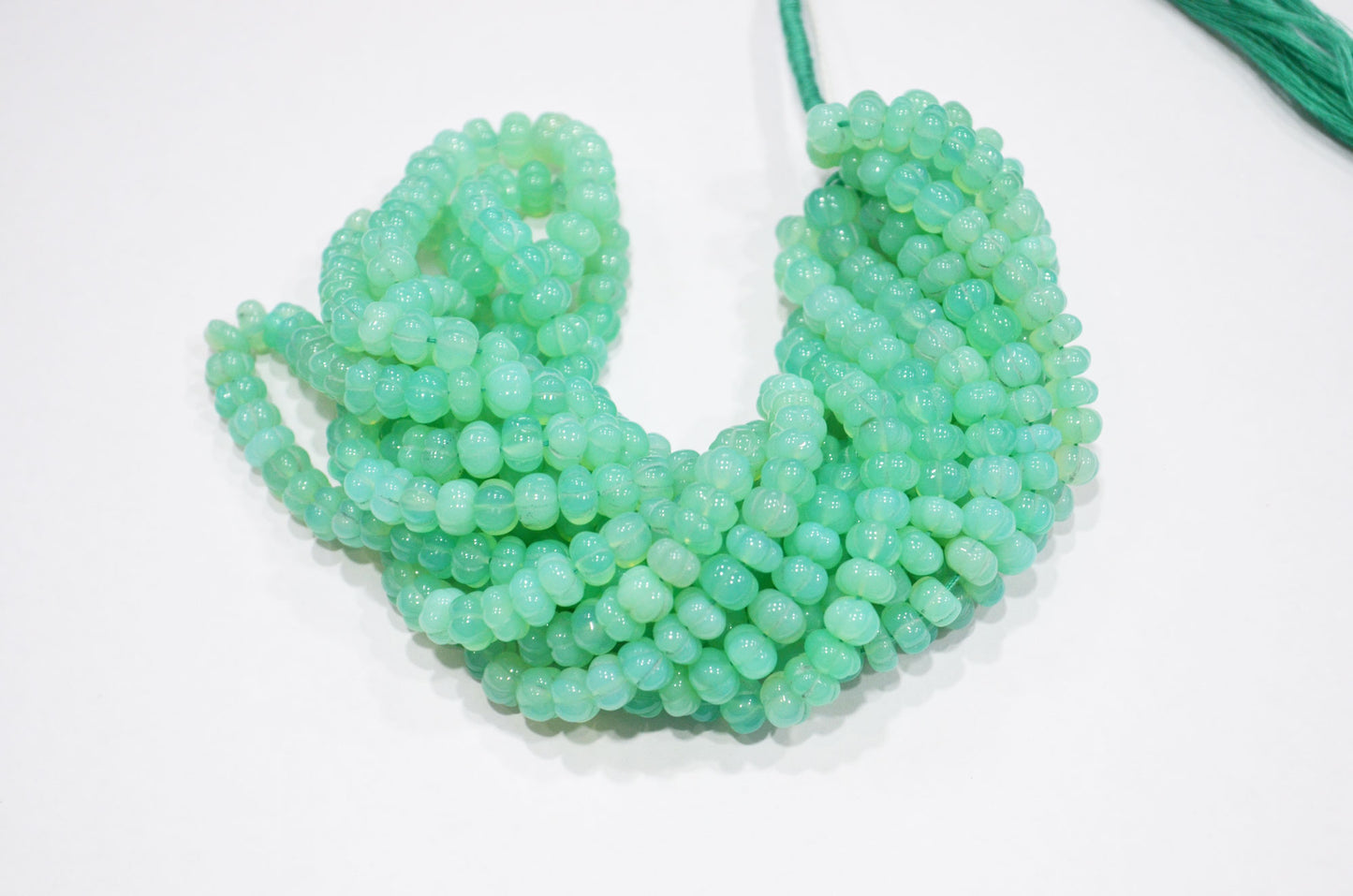 Chrysoprase Chalcedony Carved Melon Shape Beads , Sold By Strand , 7 - 7.50 mm , 16 Inches , 32351