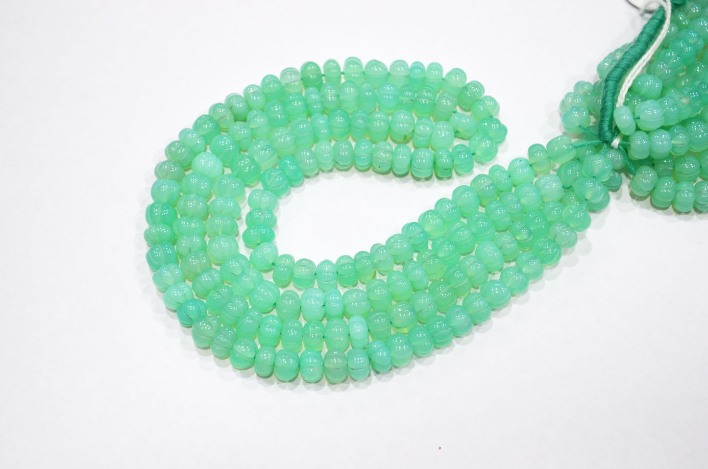 Chrysoprase Chalcedony Carved Melon Shape Beads , Sold By Strand , 7 - 7.50 mm , 16 Inches , 32351