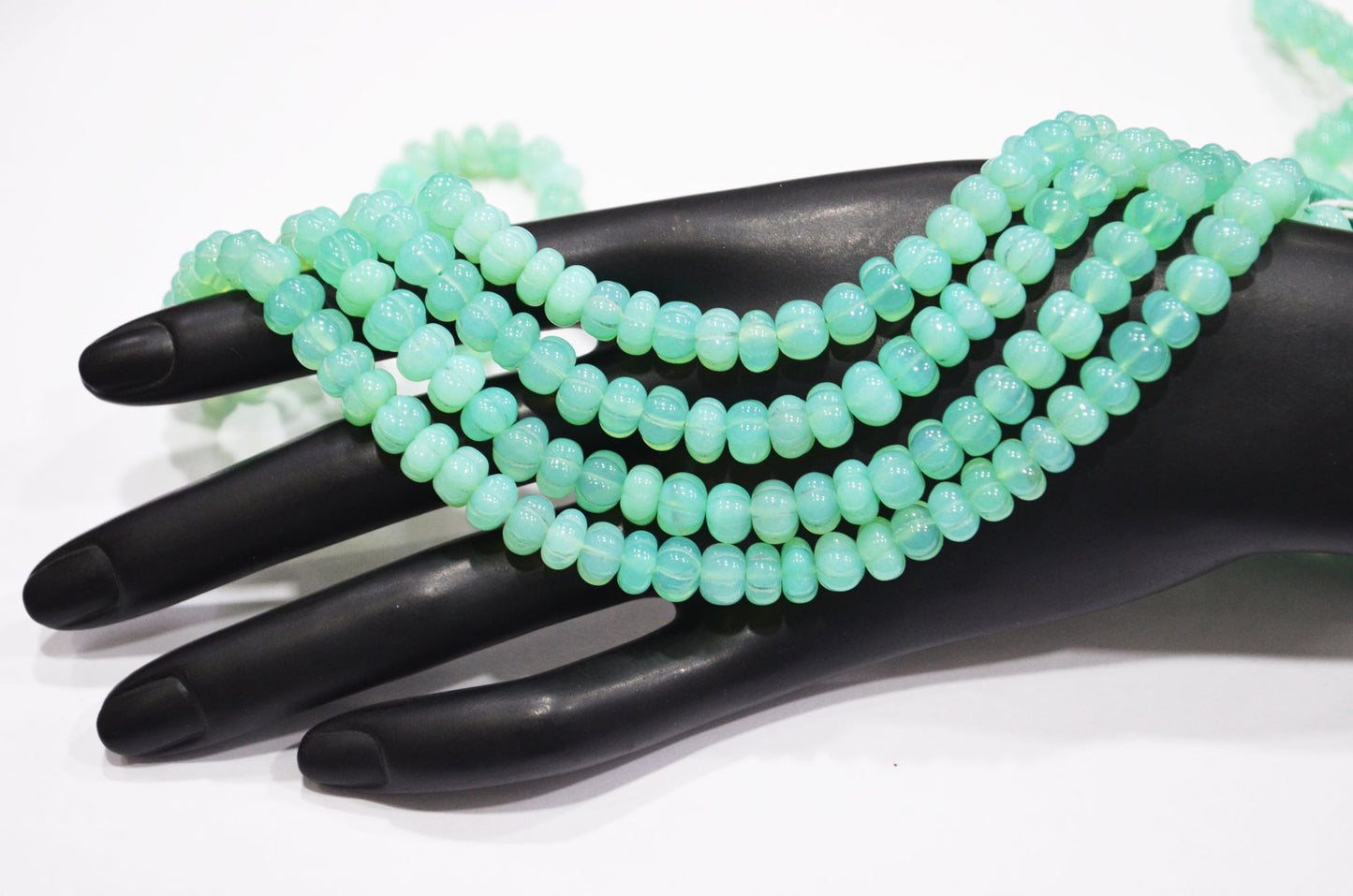 Chrysoprase Chalcedony Carved Melon Shape Beads , Sold By Strand , 7 - 7.50 mm , 16 Inches , 32351