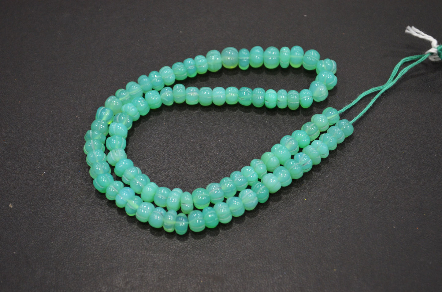 Chrysoprase Chalcedony Carved Melon Shape Beads , 6.50 - 7.50 mm , 16 Inches , 32355