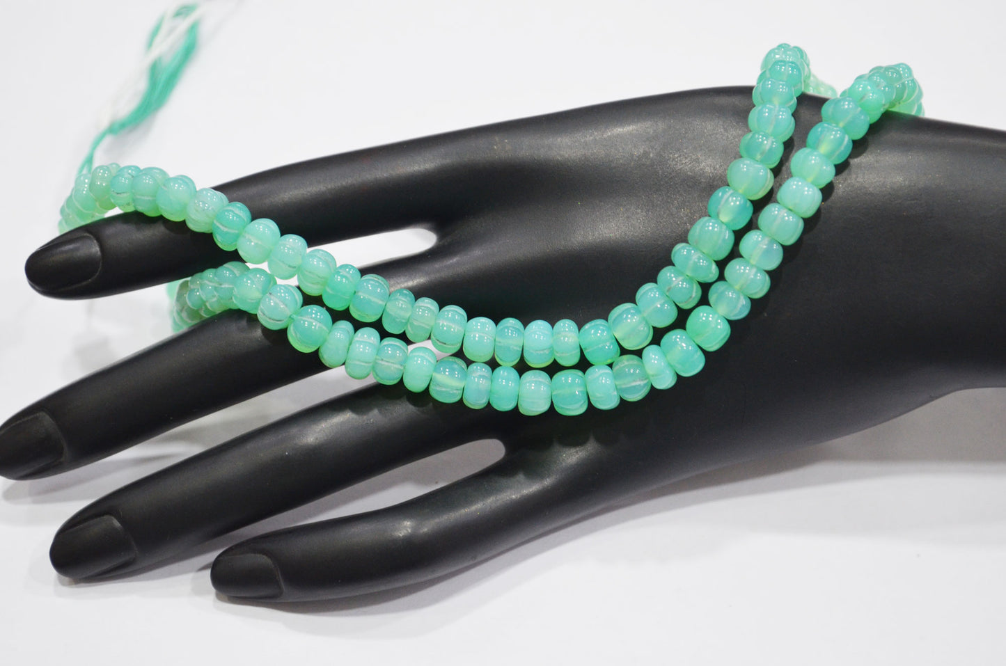 Chrysoprase Chalcedony Carved Melon Shape Beads , 6.50 - 7.50 mm , 16 Inches , 32355