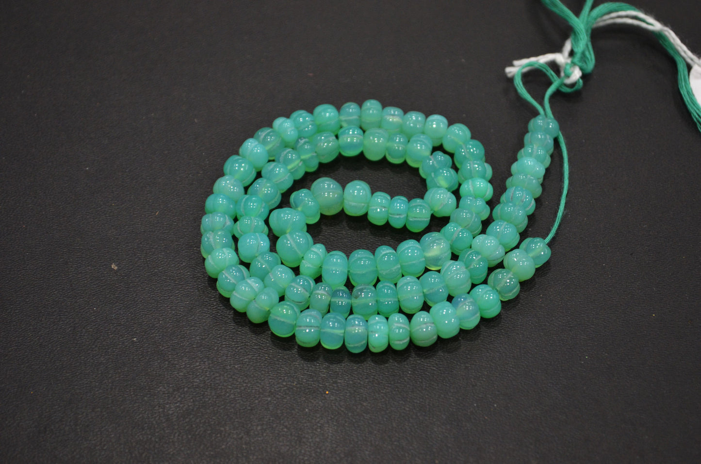 Chrysoprase Chalcedony Carved Melon Shape Beads , 6.50 - 7.50 mm , 16 Inches , 32355