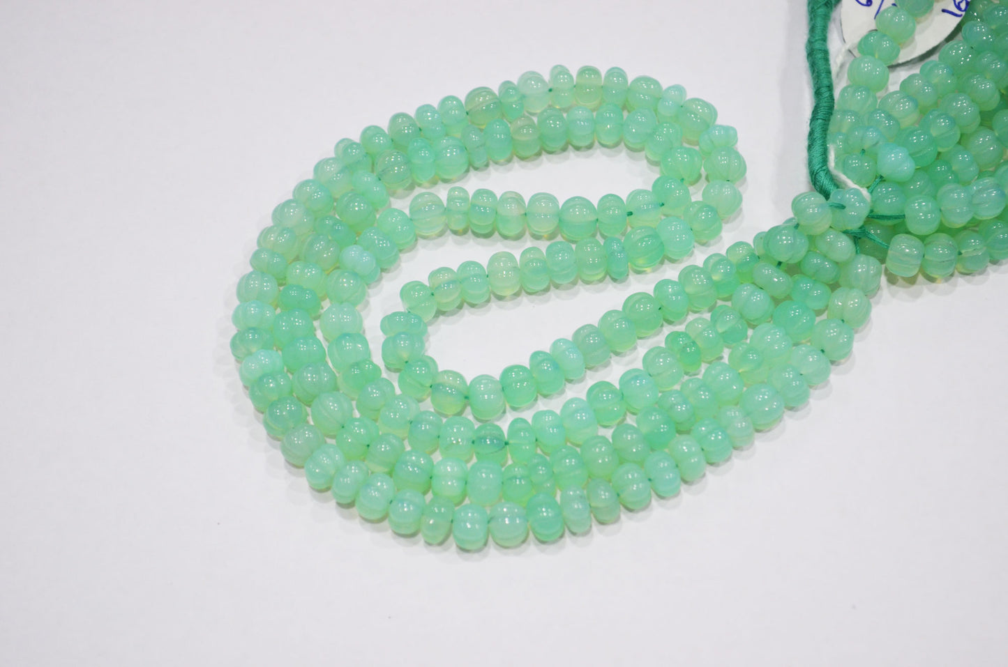 Chrysoprase Chalcedony Carved Melon Shape Beads , Sold By Strand , 7.50 mm , 16 Inches , 32356