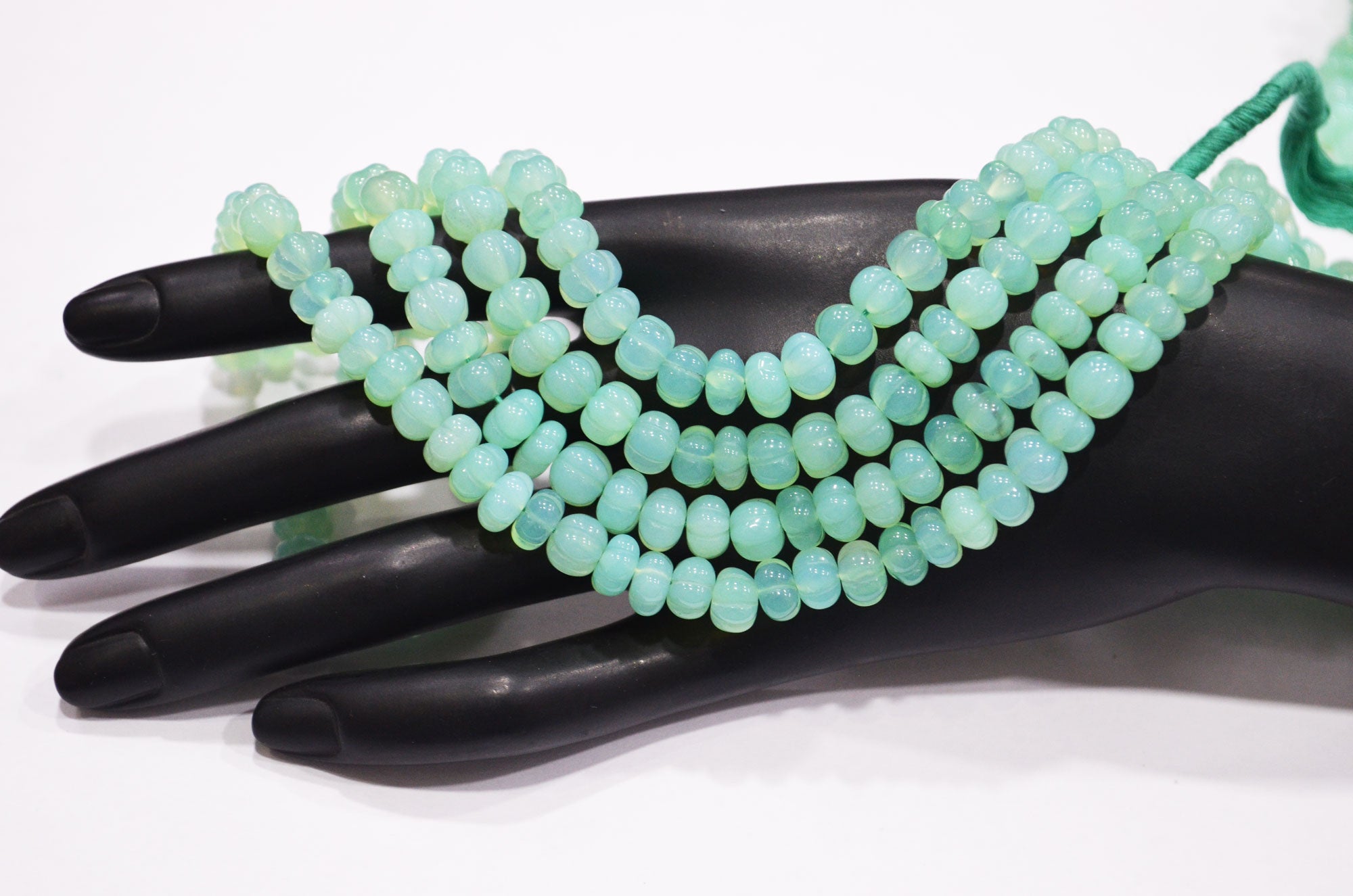 Chrysoprase Chalcedony Carved Melon Shape Beads , Sold By Strand , 7.50 mm , 16 Inches , 32356