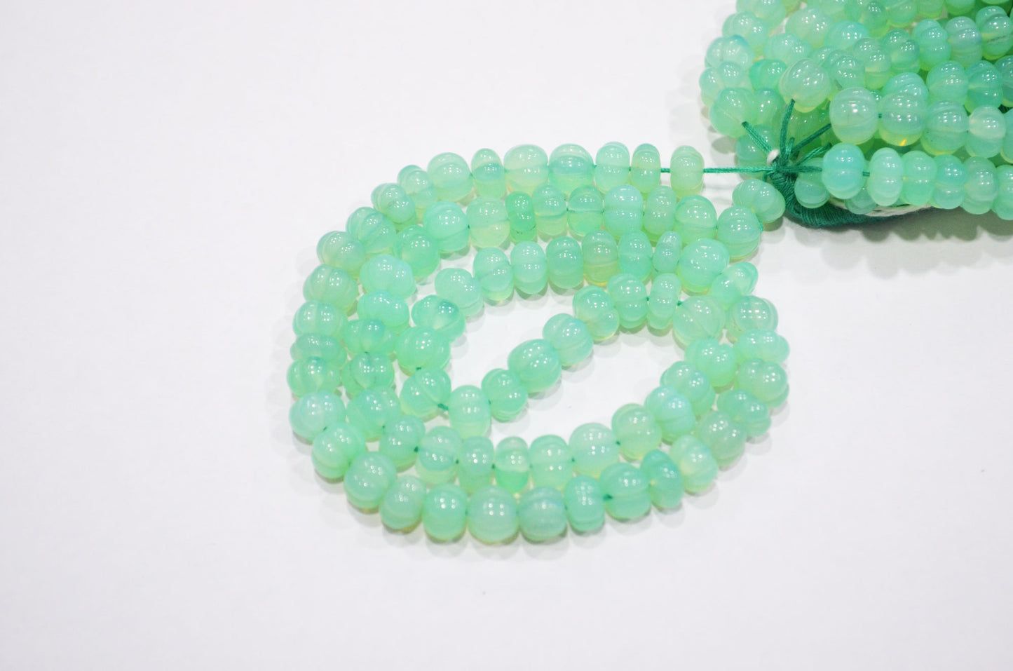 Chrysoprase Chalcedony Carved Melon Shape Beads , Sold By Strand , 7.50 mm , 16 Inches , 32356