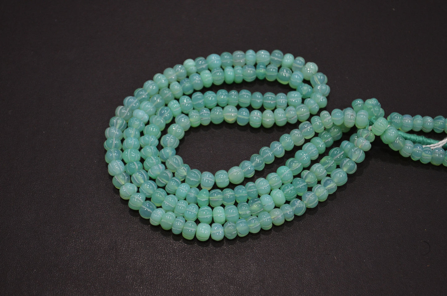 Chrysoprase Chalcedony Carved Melon Shape Beads , Sold By Strand , 6.50 - 7.50 mm , 16 Inches , 32357