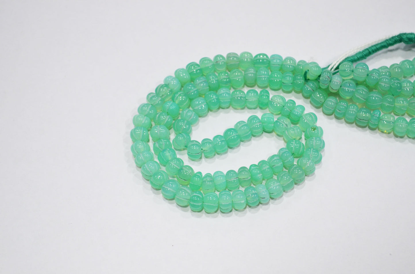 Chrysoprase Chalcedony Carved Melon Shape Beads , Sold By Strand , 6.50 - 7.50 mm , 16 Inches , 32357