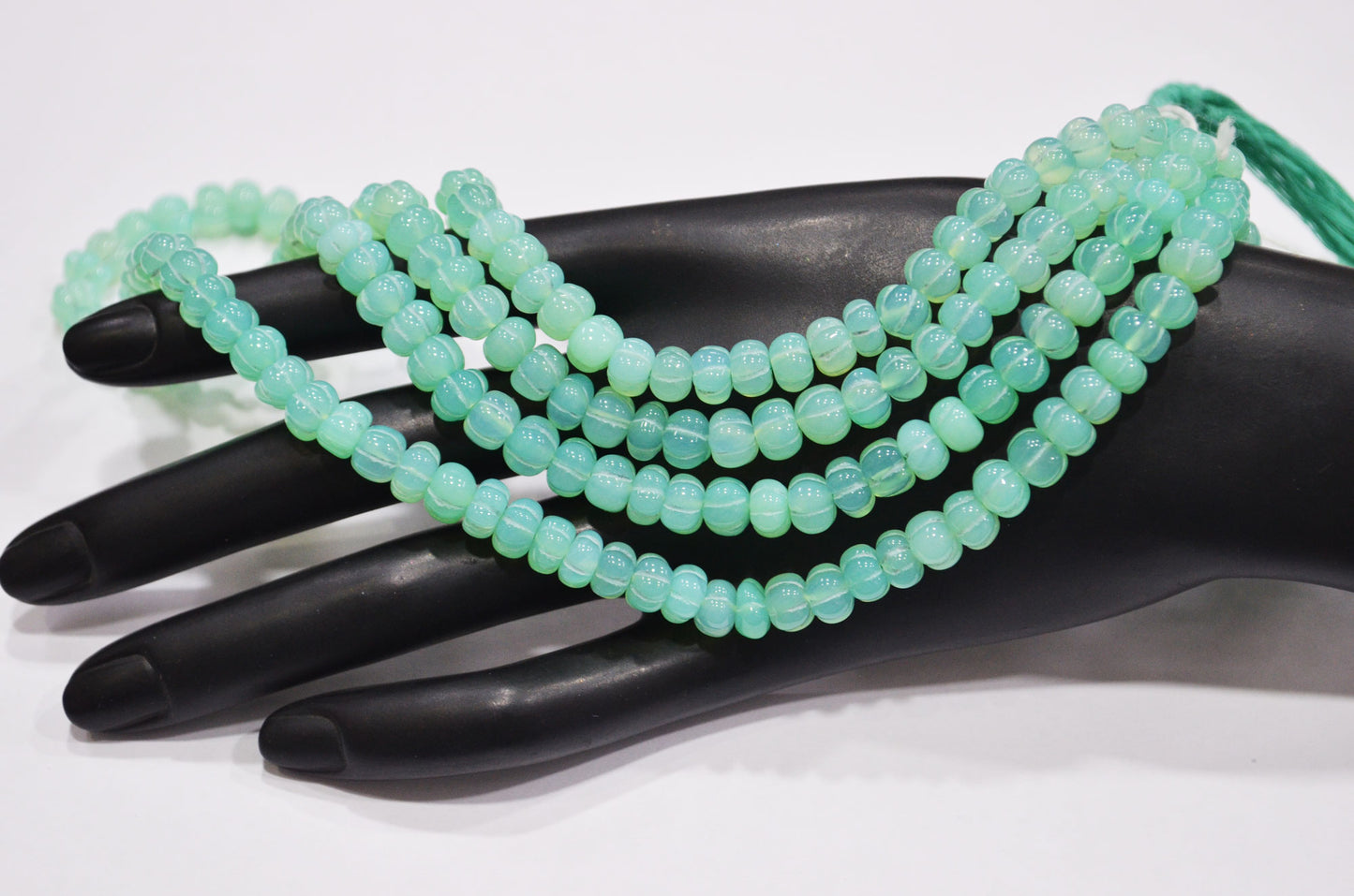 Chrysoprase Chalcedony Carved Melon Shape Beads , Sold By Strand , 6.50 - 7.50 mm , 16 Inches , 32357