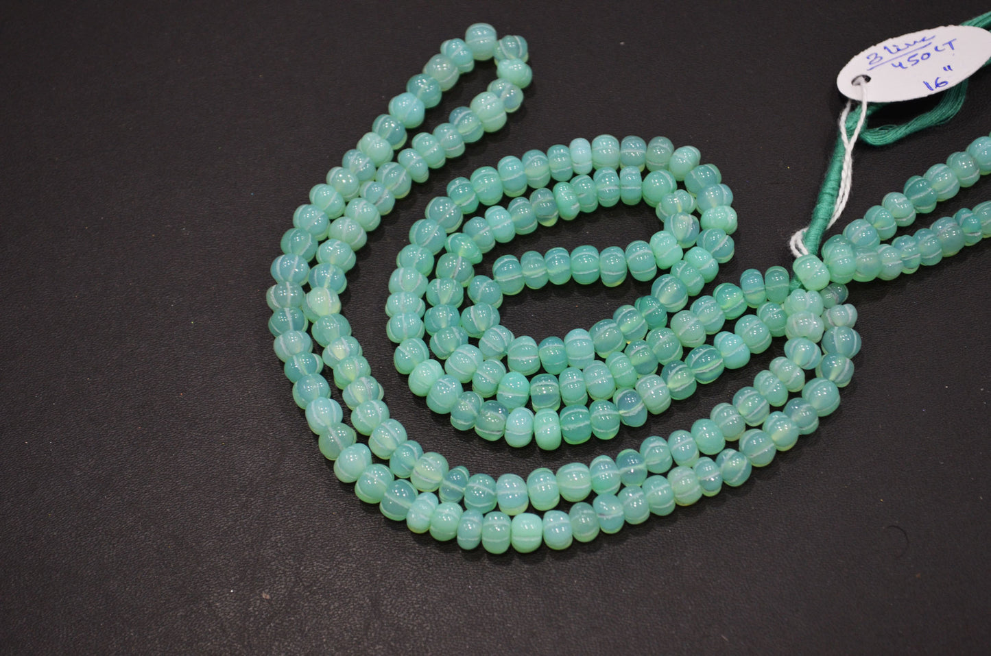 Chrysoprase Chalcedony Carved Melon Shape Beads , Sold By Strand , 6.50 - 7.50 mm , 16 Inches , 32357