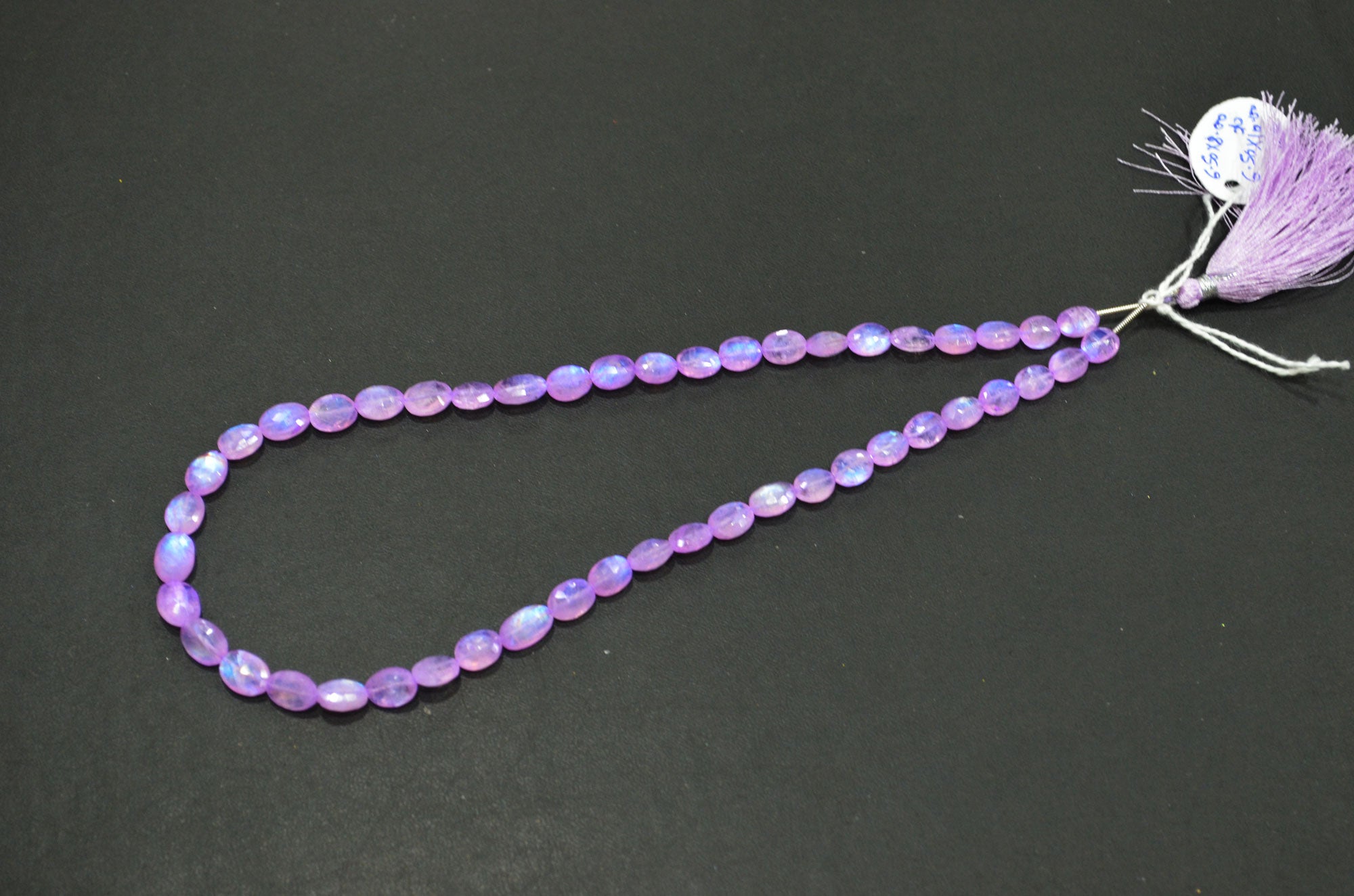 Mystic Lavender Coated Rainbow Moonstone Oval Shape Beads , 16 Inches , 6.50x8 - 6.50x10 mm , 32359