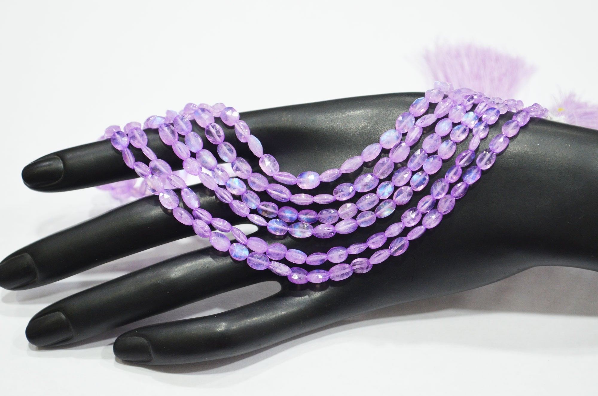 Mystic Lavender Coated Rainbow Moonstone Oval Shape Beads , Sold By Strand , 16 Inches , 4x5 - 4.50x7 mm , 32362