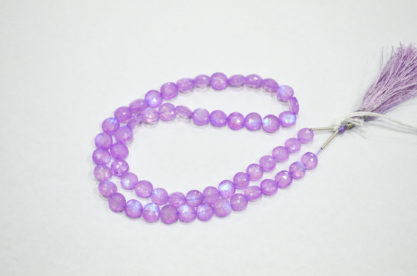 Mystic Lavender Coated Rainbow Moonstone Coin Shape Beads , 16 Inches , 7 - 7.25 mm , 32370
