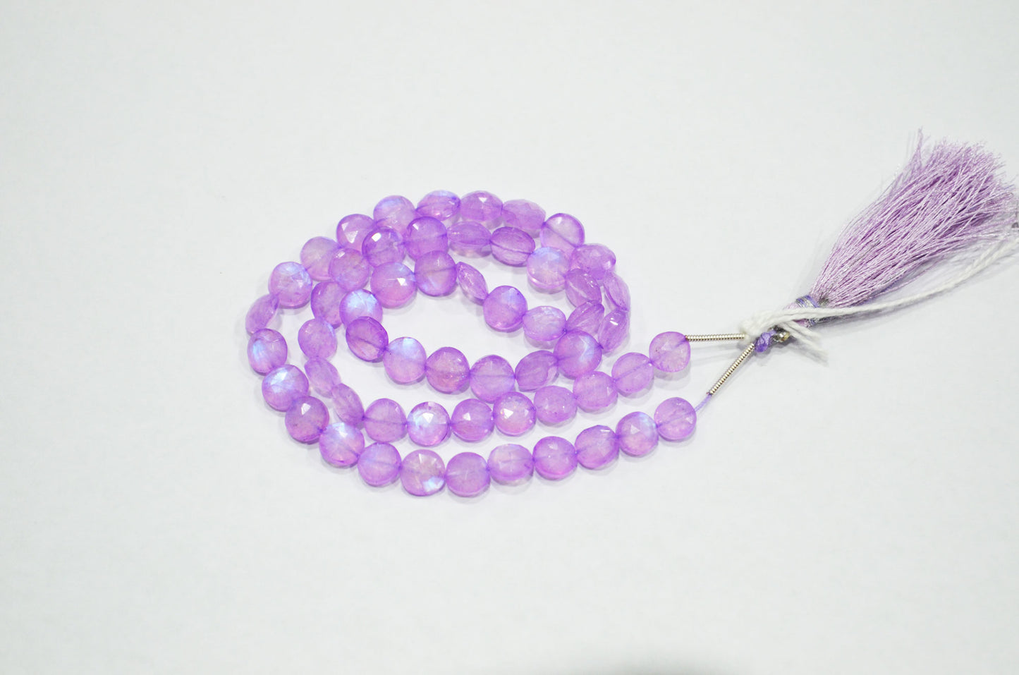 Mystic Lavender Coated Rainbow Moonstone Coin Shape Beads , 16 Inches , 7 - 7.25 mm , 32370