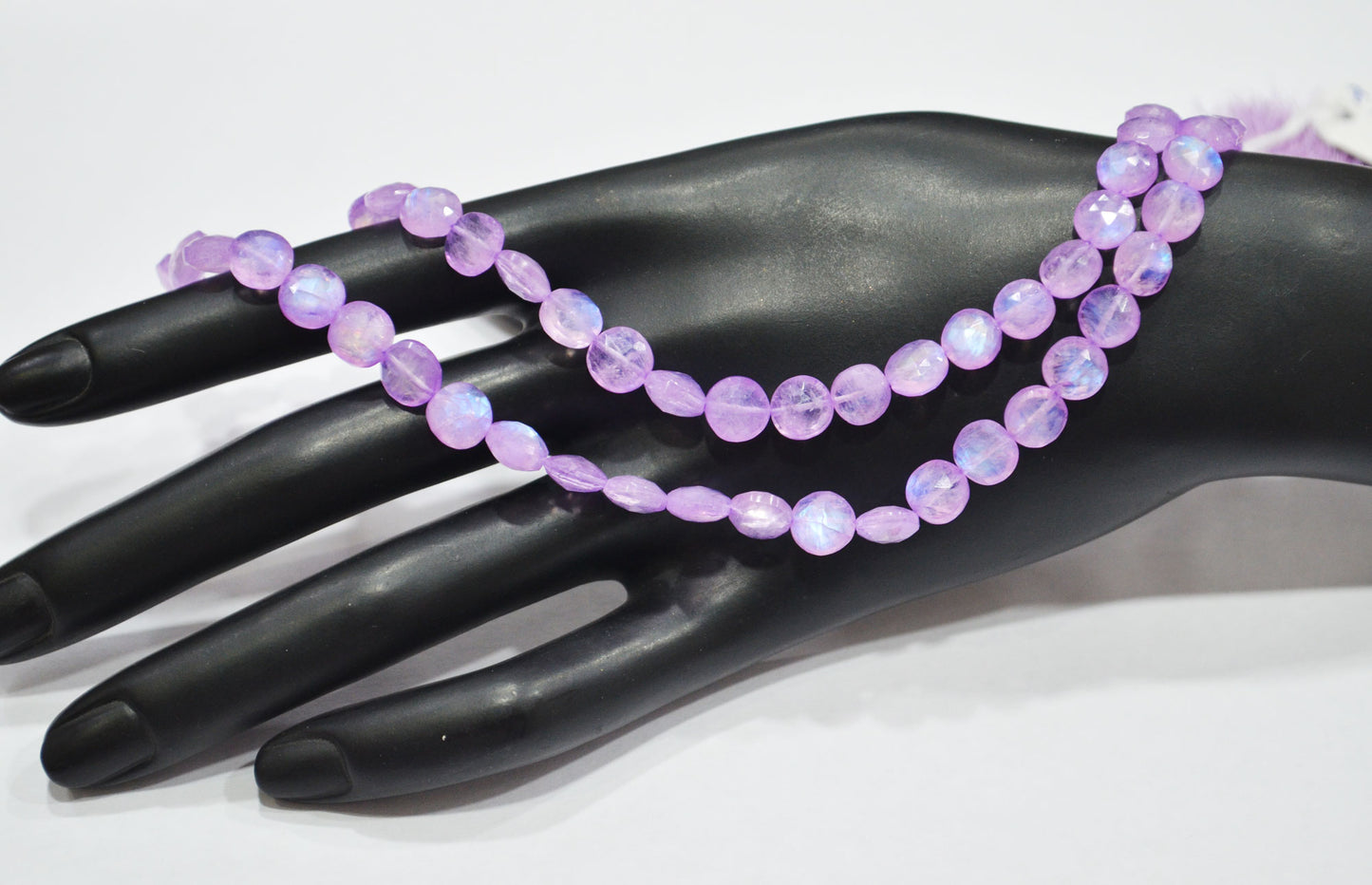 Mystic Lavender Coated Rainbow Moonstone Coin Shape Beads , 16 Inches , 7 - 7.25 mm , 32370
