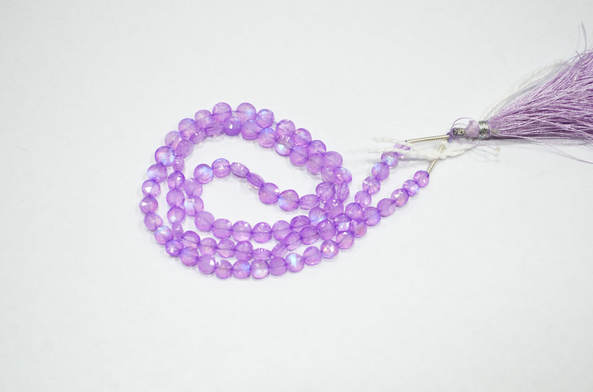 Mystic Lavender Coated Rainbow Moonstone Coin Shape Beads , 16 Inches , 4 - 5 mm , 32371