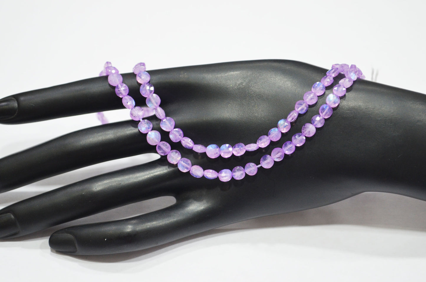 Mystic Lavender Coated Rainbow Moonstone Coin Shape Beads , 16 Inches , 4 - 5 mm , 32371
