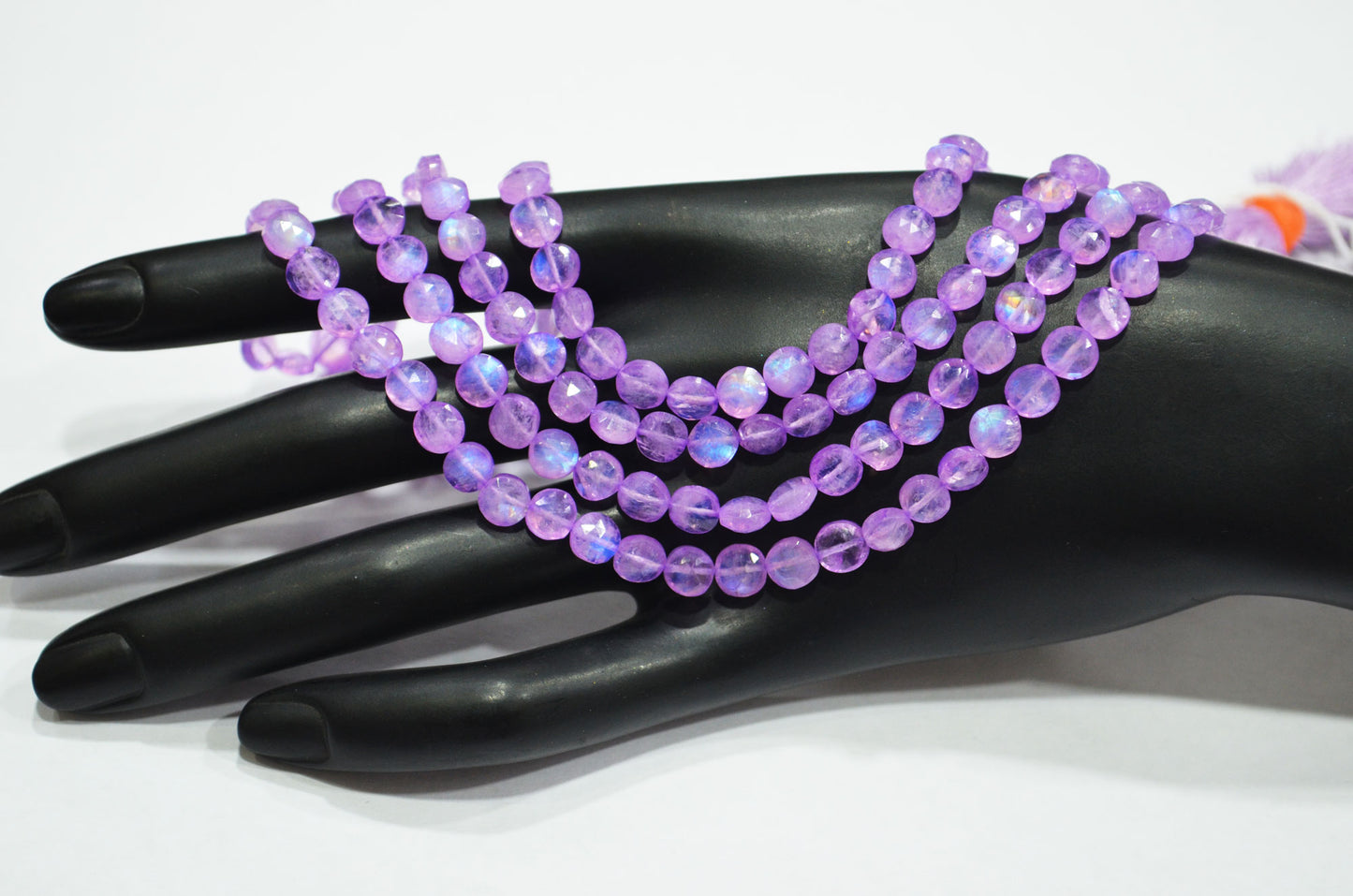 Mystic Lavender Coated Rainbow Moonstone Coin Shape Beads , Sold By Strand , 16 Inches , 5.50 - 6 mm , 32373
