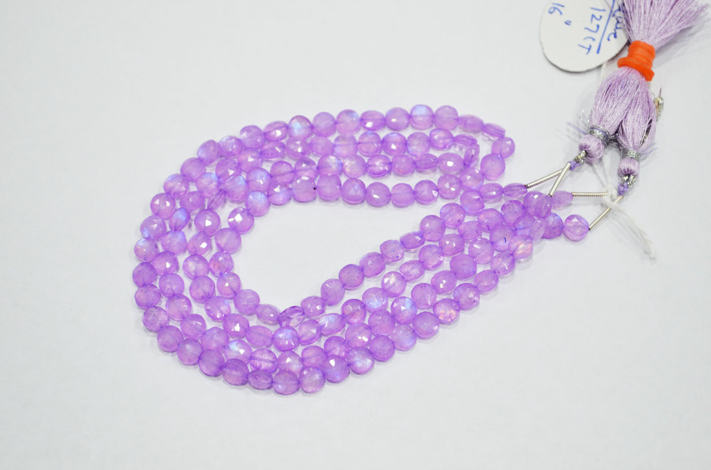 Mystic Lavender Coated Rainbow Moonstone Coin Shape Beads , Sold By Strand , 16 Inches , 5.50 - 6 mm , 32373