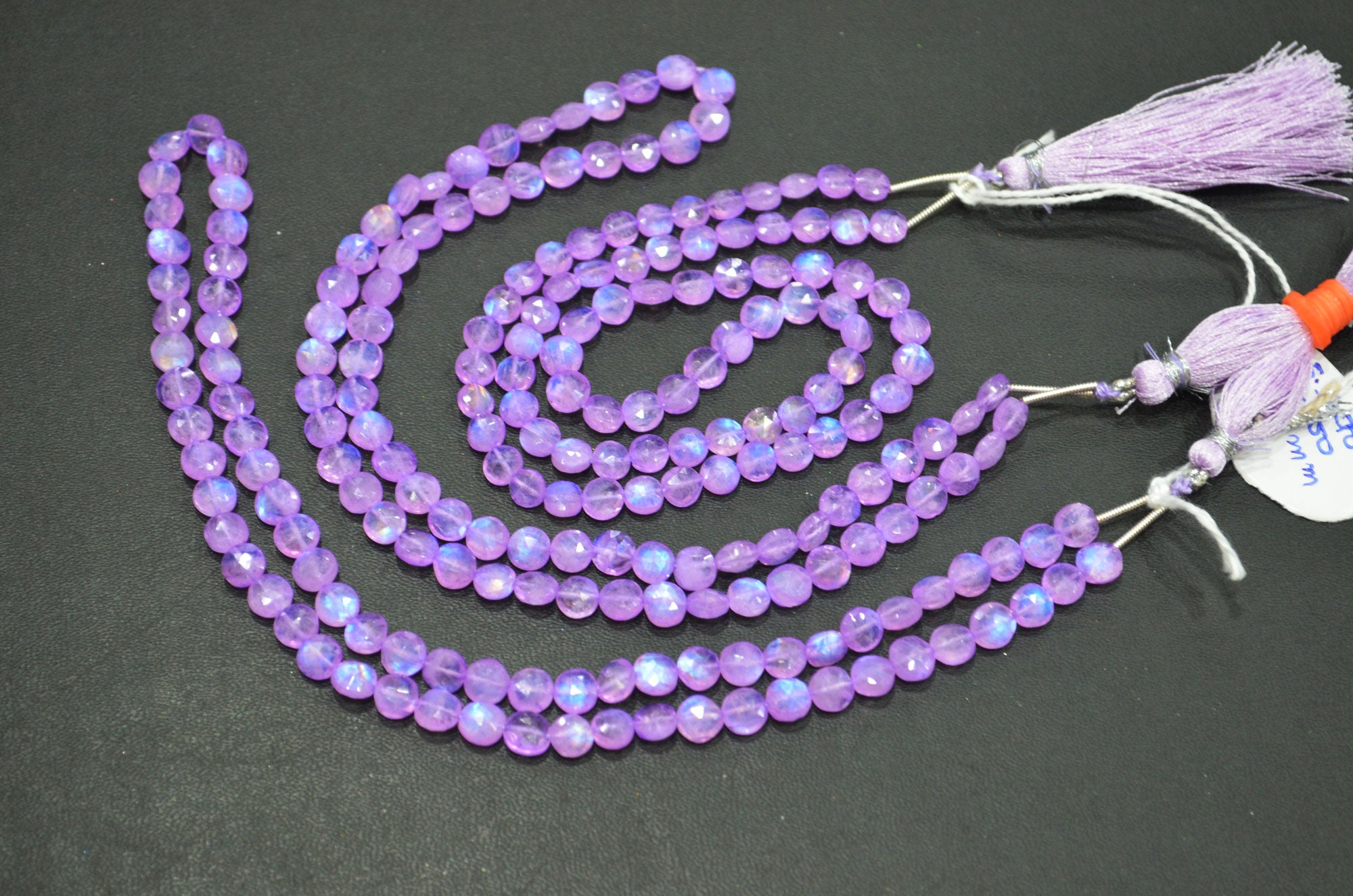 Mystic Lavender Coated Rainbow Moonstone Coin Shape Beads , Sold By Strand , 16 Inches , 5.50 - 6 mm , 32373