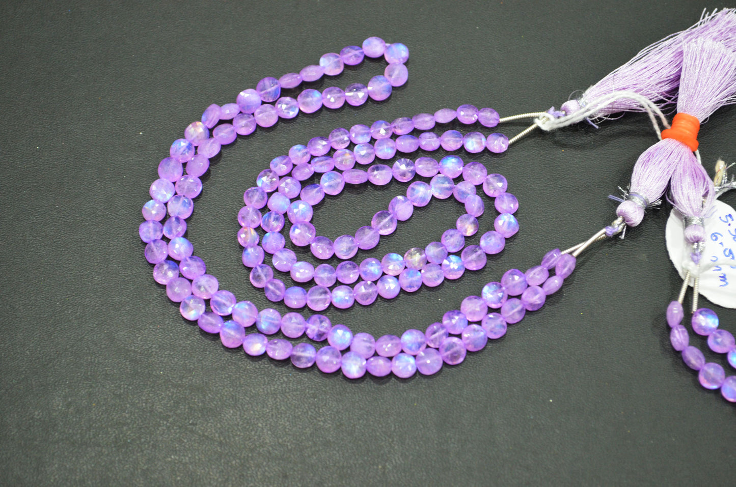 Mystic Lavender Coated Rainbow Moonstone Coin Shape Beads , Sold By Strand , 16 Inches , 5.50 - 6 mm , 32373