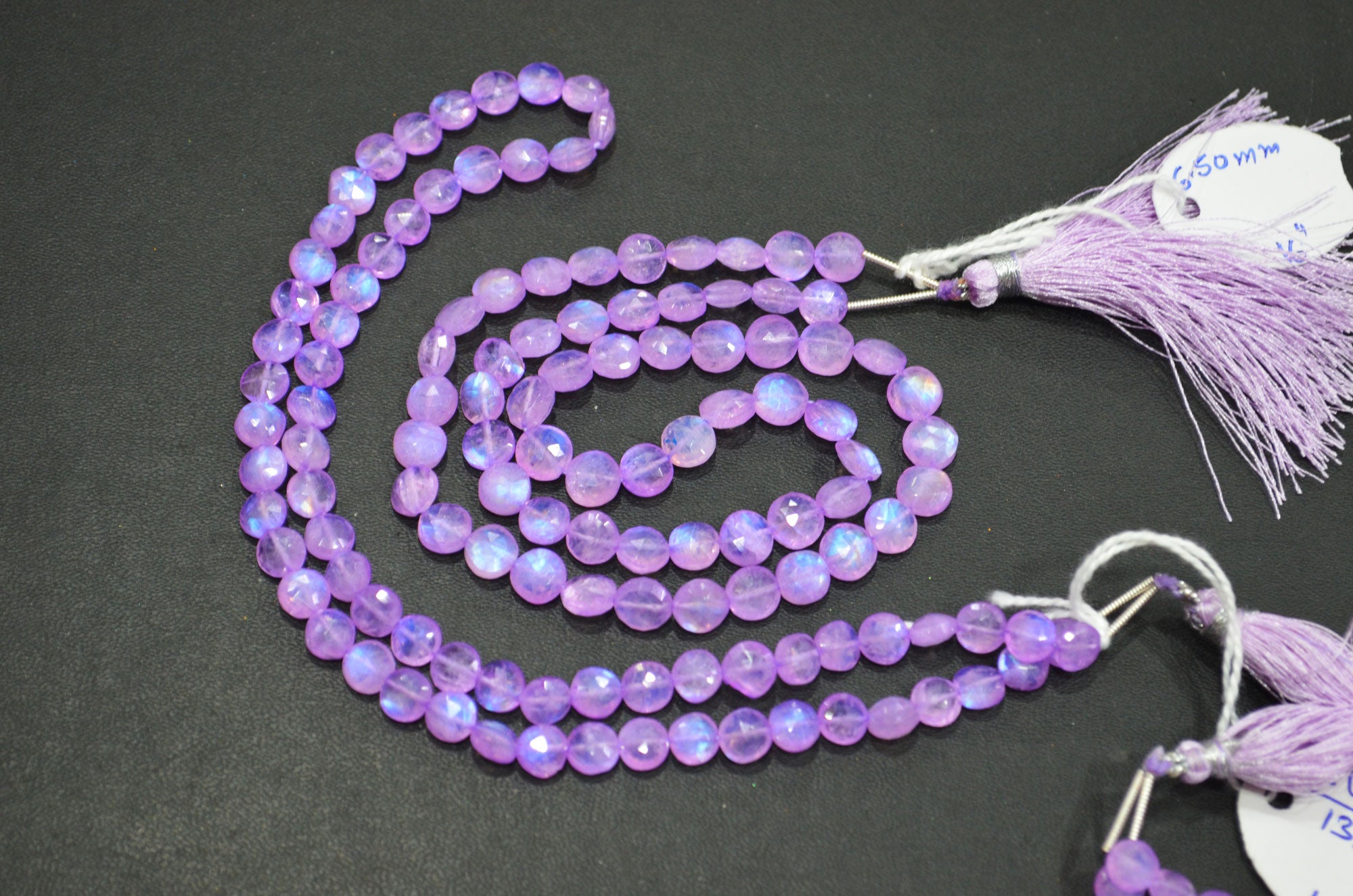 Mystic Lavender Coated Rainbow Moonstone Coin Shape Beads , Sold By Strand , 16 Inches , 6 - 6.25 mm , 32376