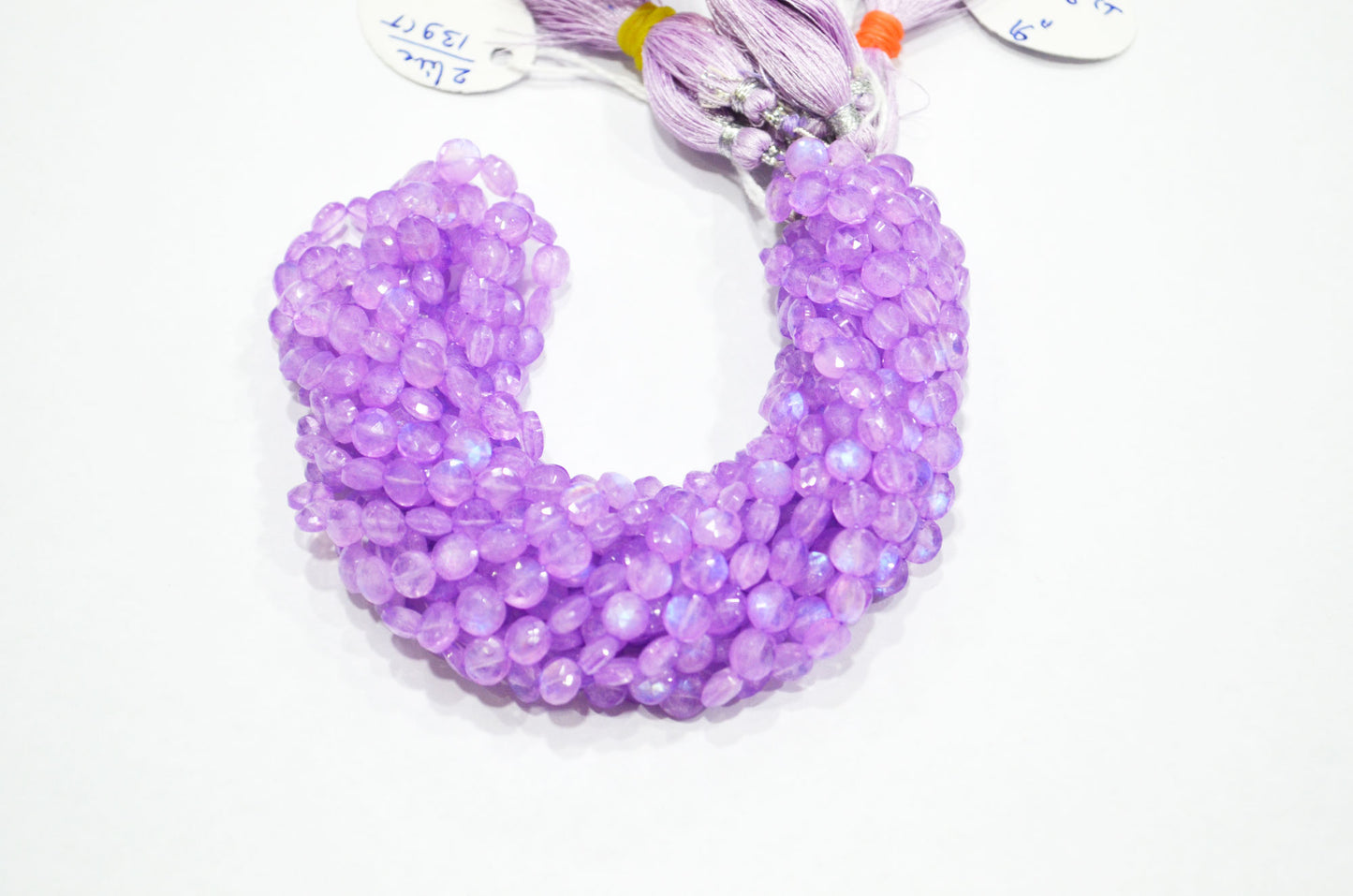 Mystic Lavender Coated Rainbow Moonstone Coin Shape Beads , Sold By Strand , 16 Inches , 6 - 6.25 mm , 32376