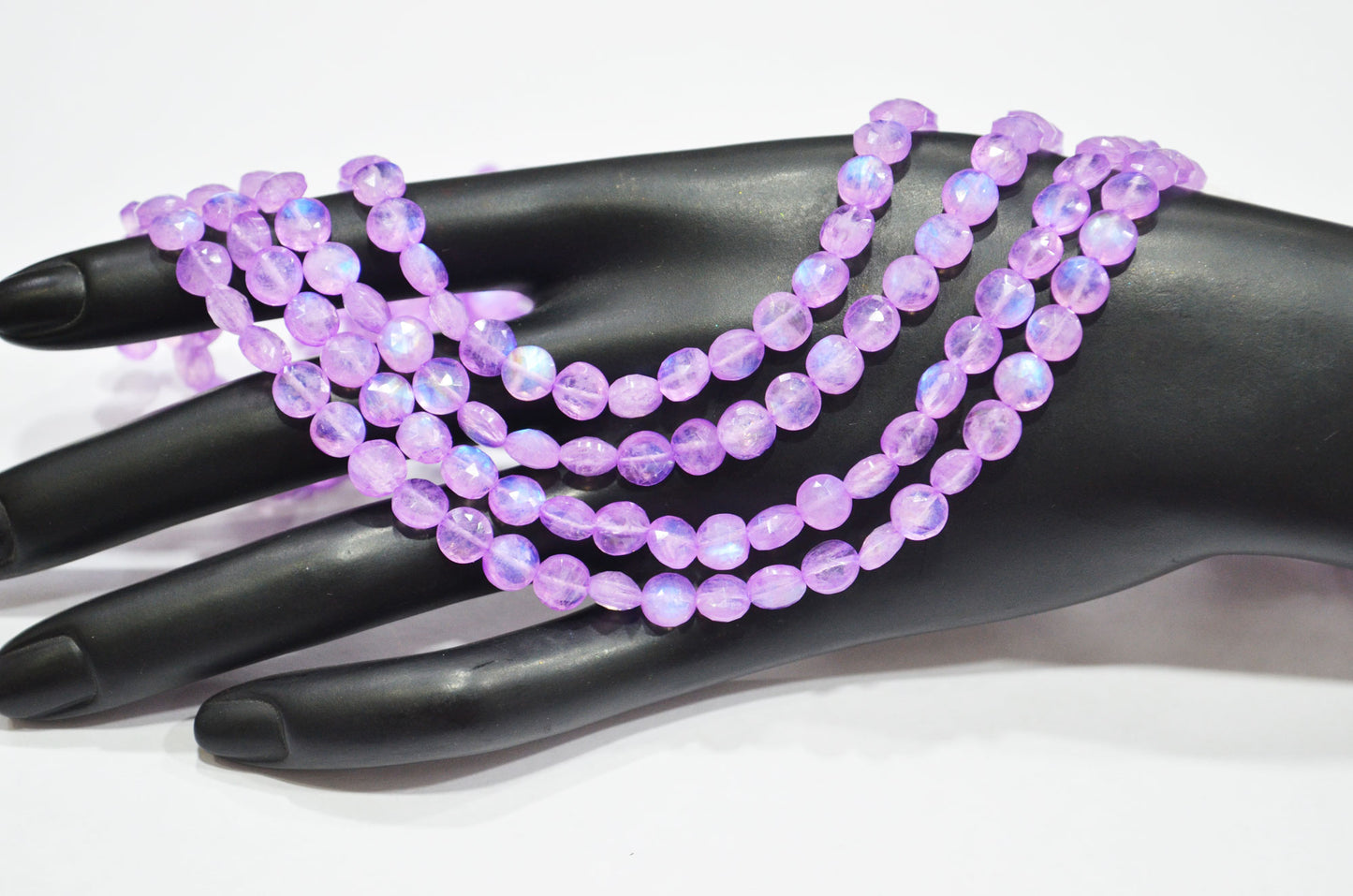 Mystic Lavender Coated Rainbow Moonstone Coin Shape Beads , Sold By Strand , 16 Inches , 6 - 6.25 mm , 32376