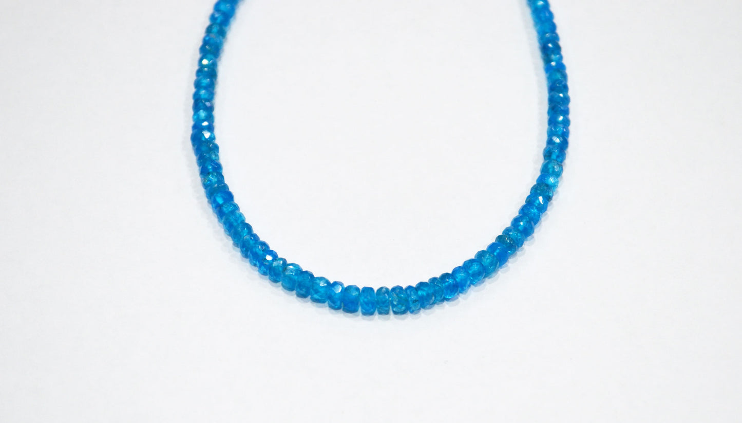 Neon Apatite Faceted Rondelle Shape Beads , 8.50 Inches , 3 - 4 mm , 32386