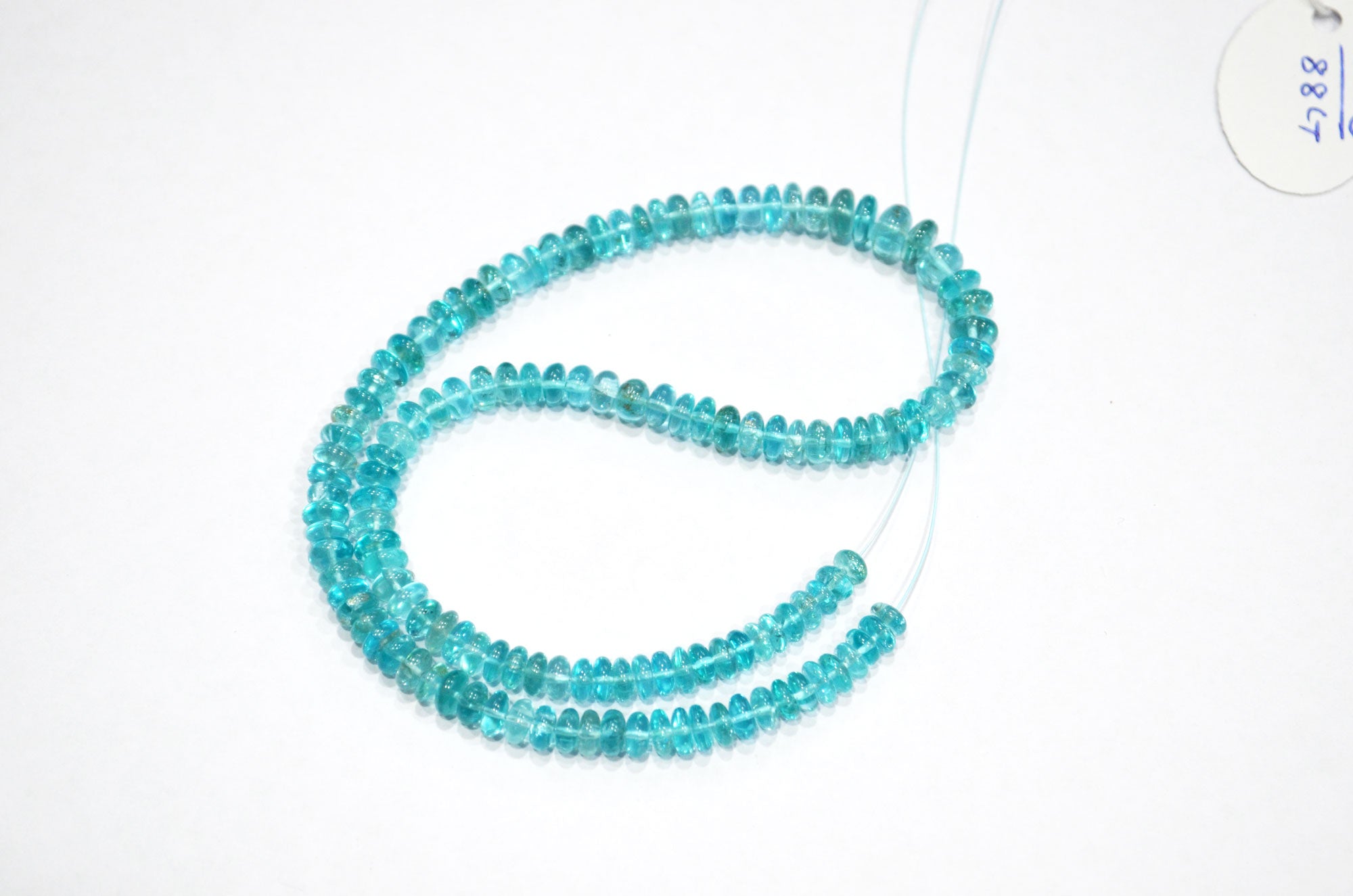 Sky Apatite Smooth Rondelle Shape Beads , 13 Inches , 4.50 - 6.50 mm , 32391