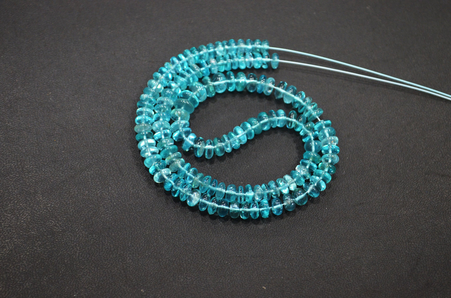 Sky Apatite Smooth Rondelle Shape Beads , 13 Inches , 4.50 - 6.50 mm , 32391