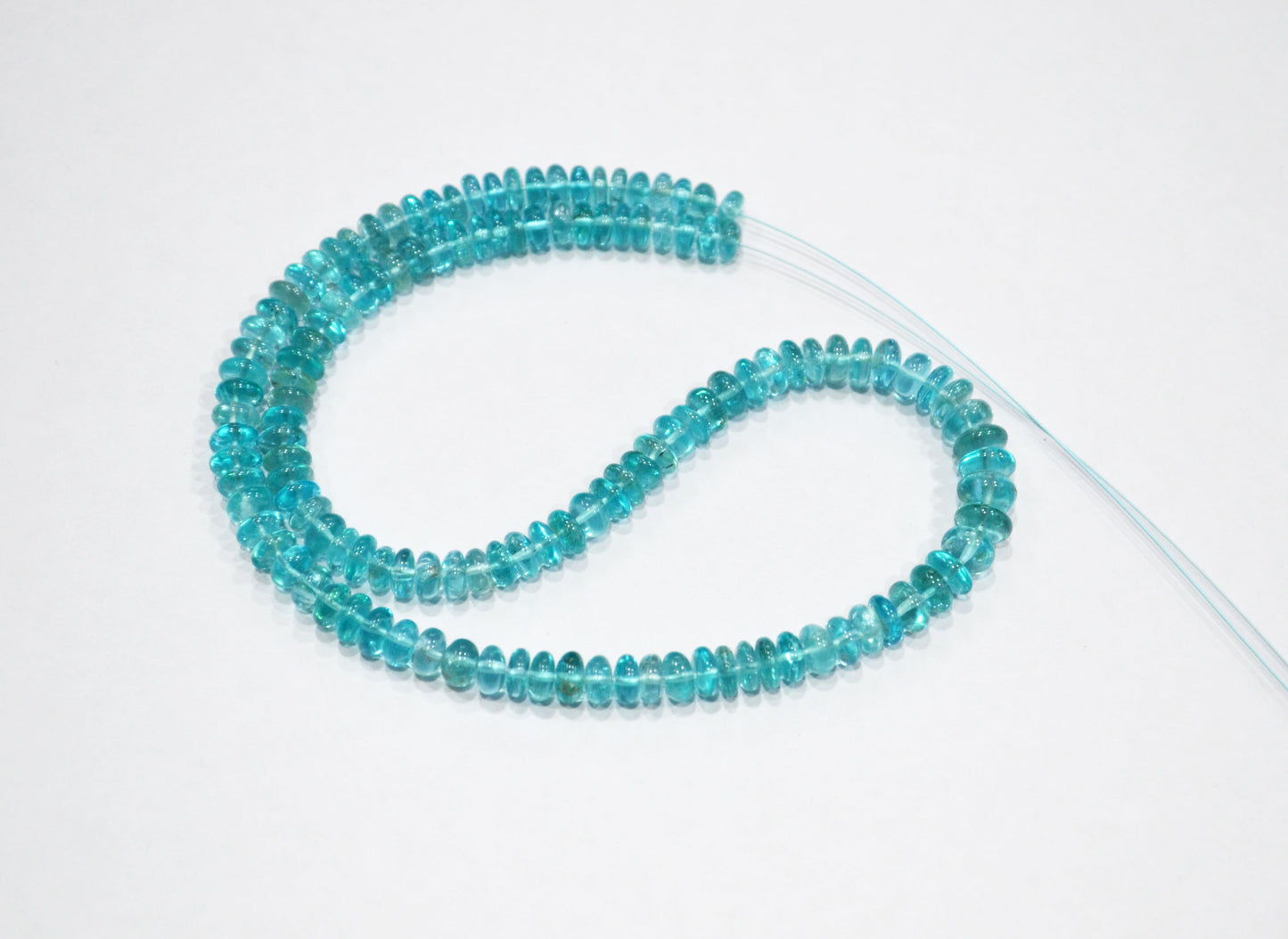 Sky Apatite Smooth Rondelle Shape Beads , 13 Inches , 4.50 - 6.50 mm , 32391