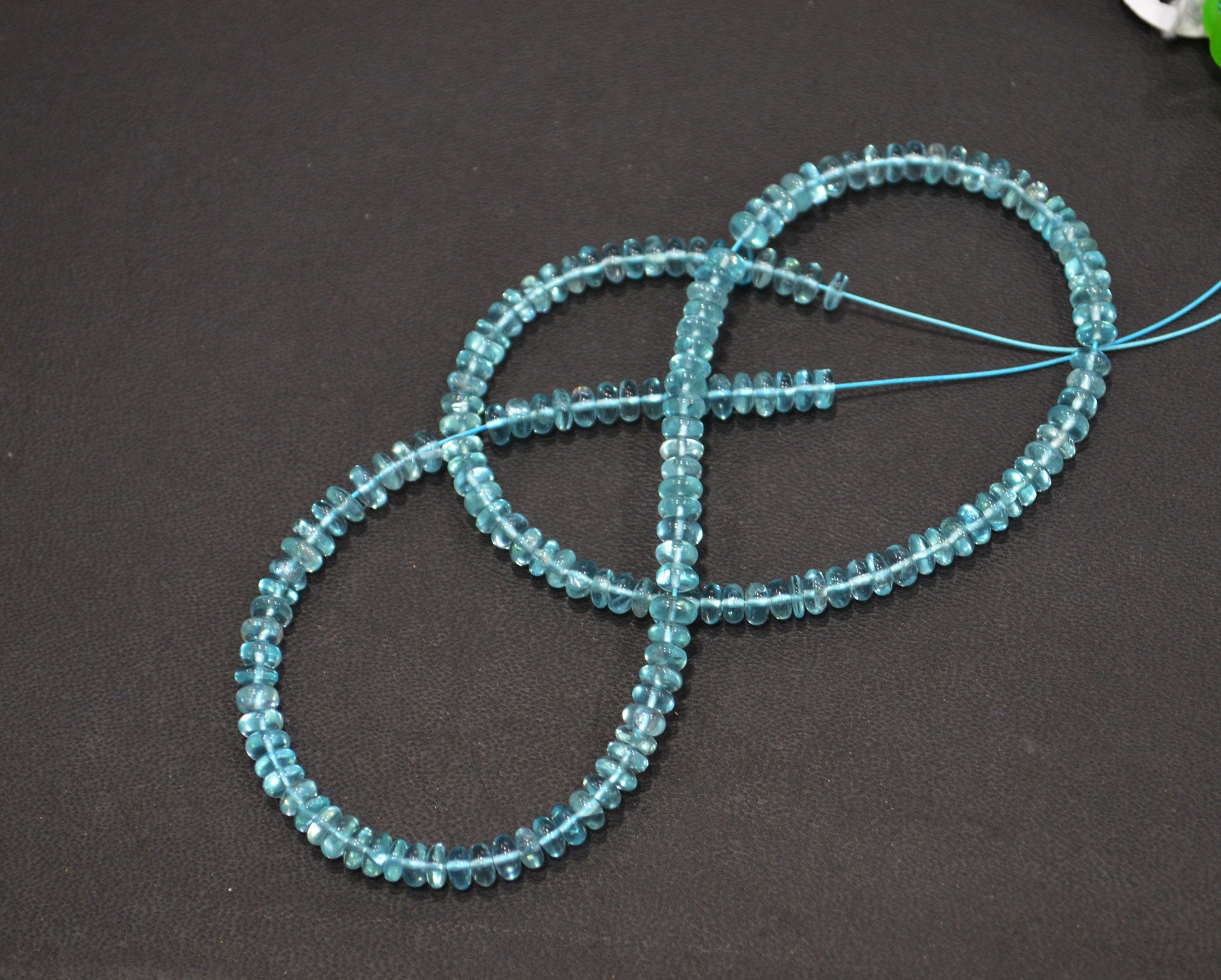 Sky Apatite Smooth Rondelle Shape Beads , Sold By Strand , 13 Inches , 4 mm , 32393