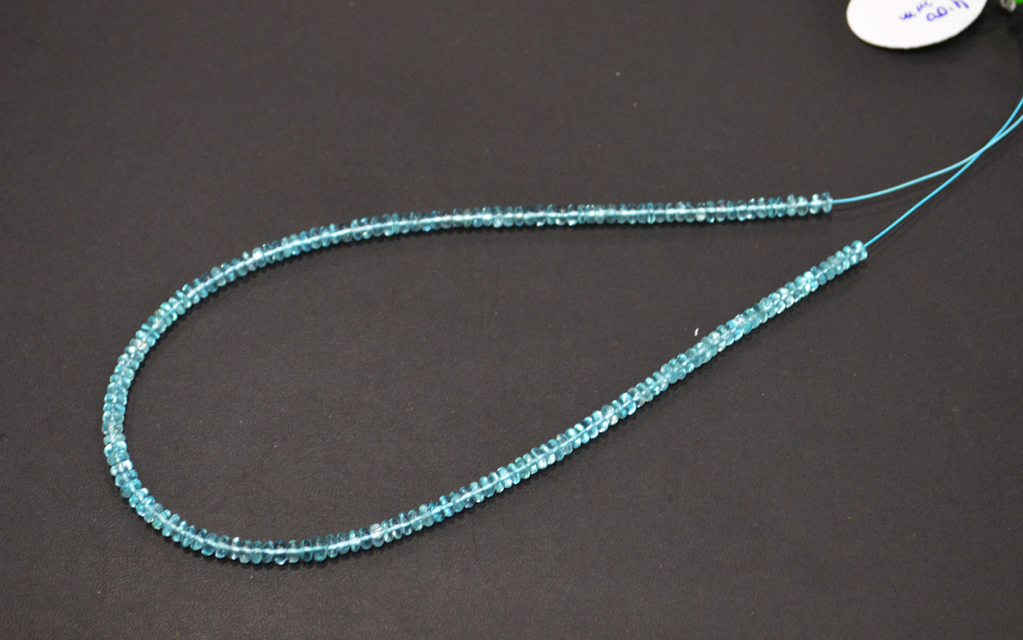 Sky Apatite Smooth Rondelle Shape Beads , Sold By Strand , 13 Inches , 4 mm , 32393