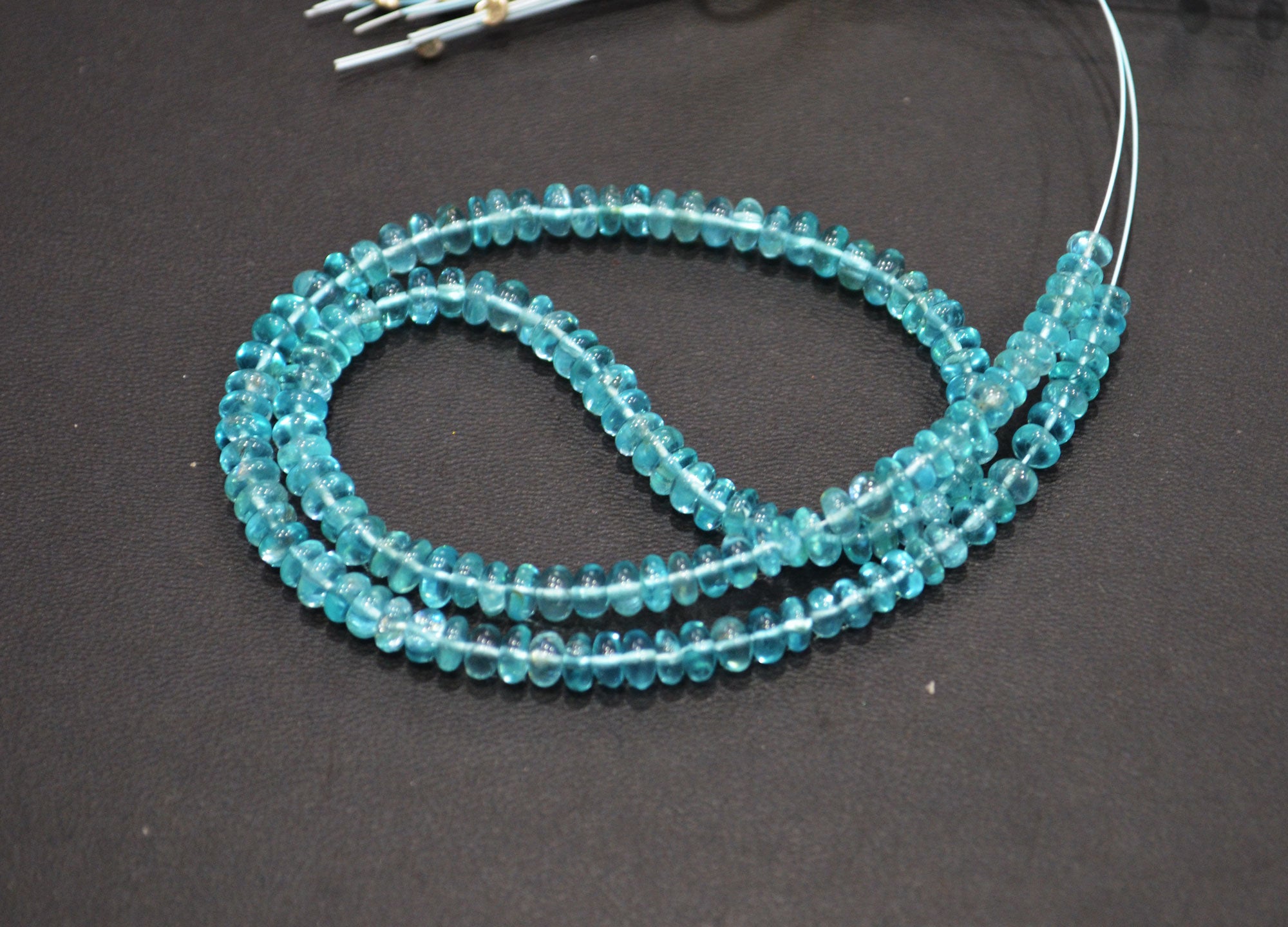 Sky Apatite Smooth Rondelle Shape Beads , Sold By Strand , 13 Inches , 3.25 - 4.25 mm , 32396