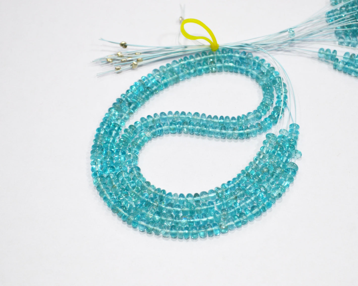 Sky Apatite Smooth Rondelle Shape Beads , Sold By Strand , 13 Inches , 3.25 - 4.25 mm , 32396
