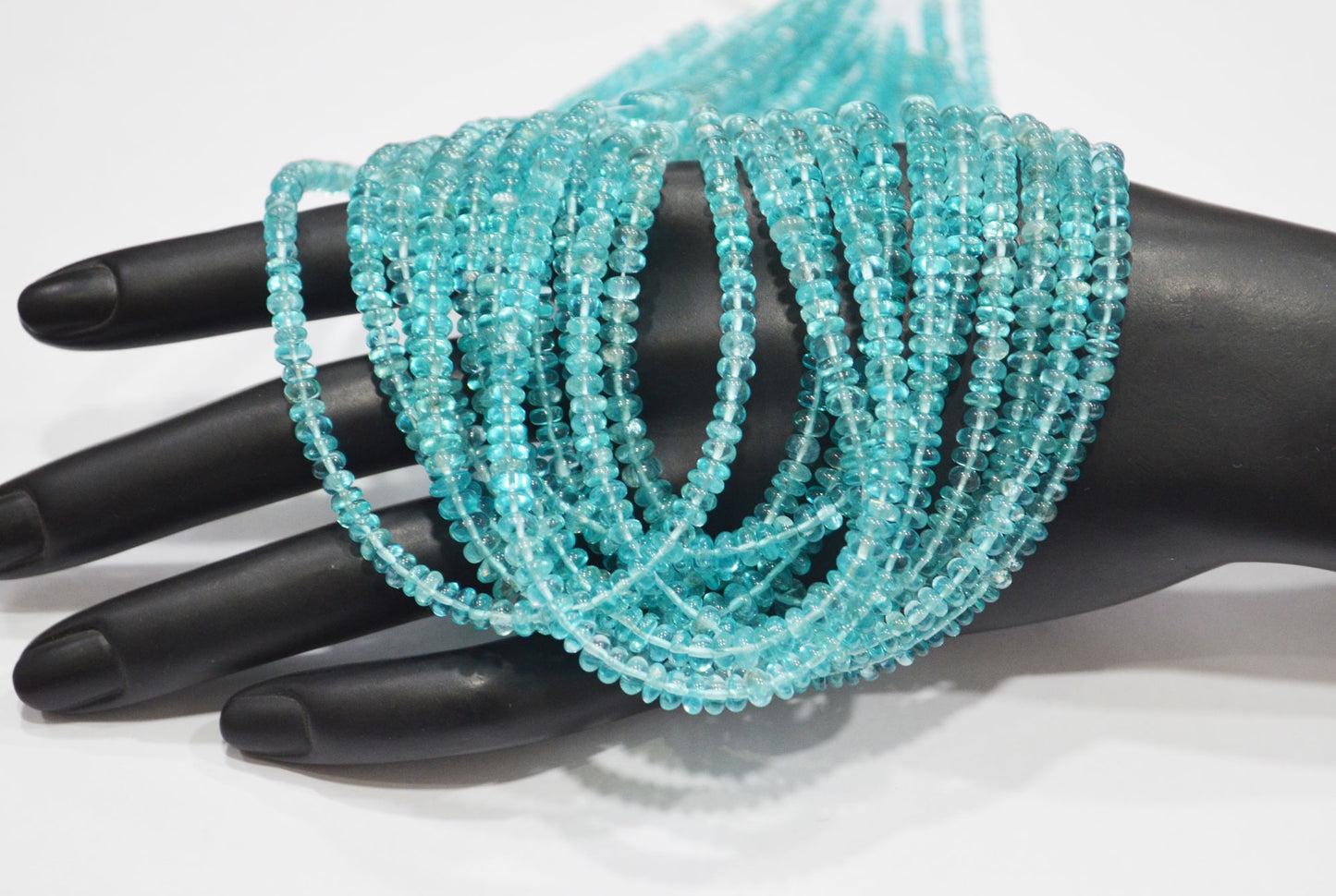 Sky Apatite Smooth Rondelle Shape Beads , Sold By Strand , 13 Inches , 3.25 - 4.25 mm , 32396