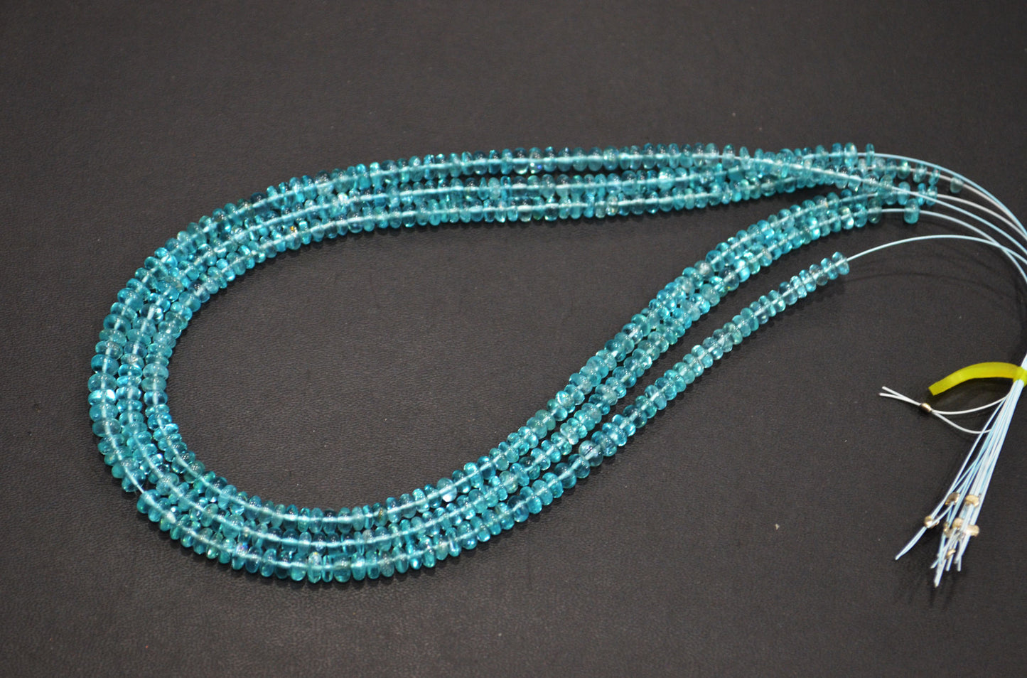 Sky Apatite Smooth Rondelle Shape Beads , Sold By Strand , 13 Inches , 3.25 - 4.25 mm , 32396
