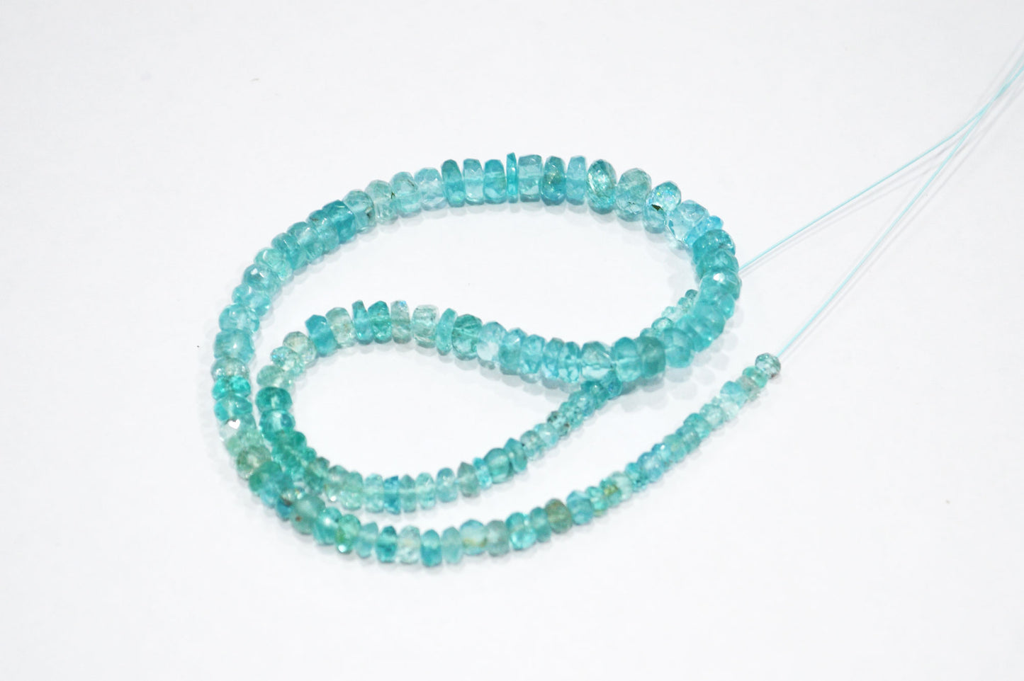 Sky Apatite Faceted Rondelle Shape Beads , 11 Inches , 3.25 - 5.75 mm , 32402