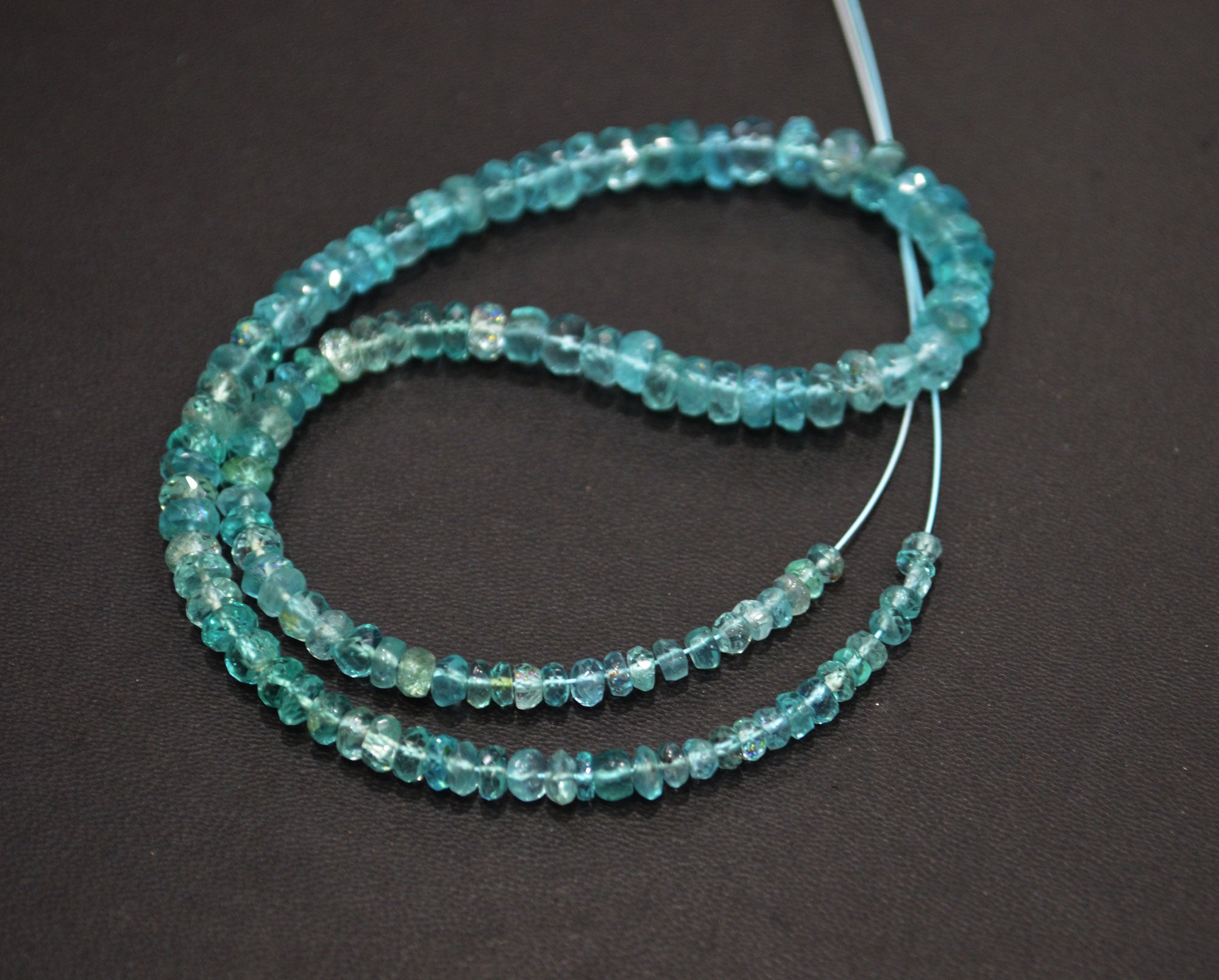 Sky Apatite Faceted Rondelle Shape Beads , 11 Inches , 3.25 - 5.75 mm , 32402