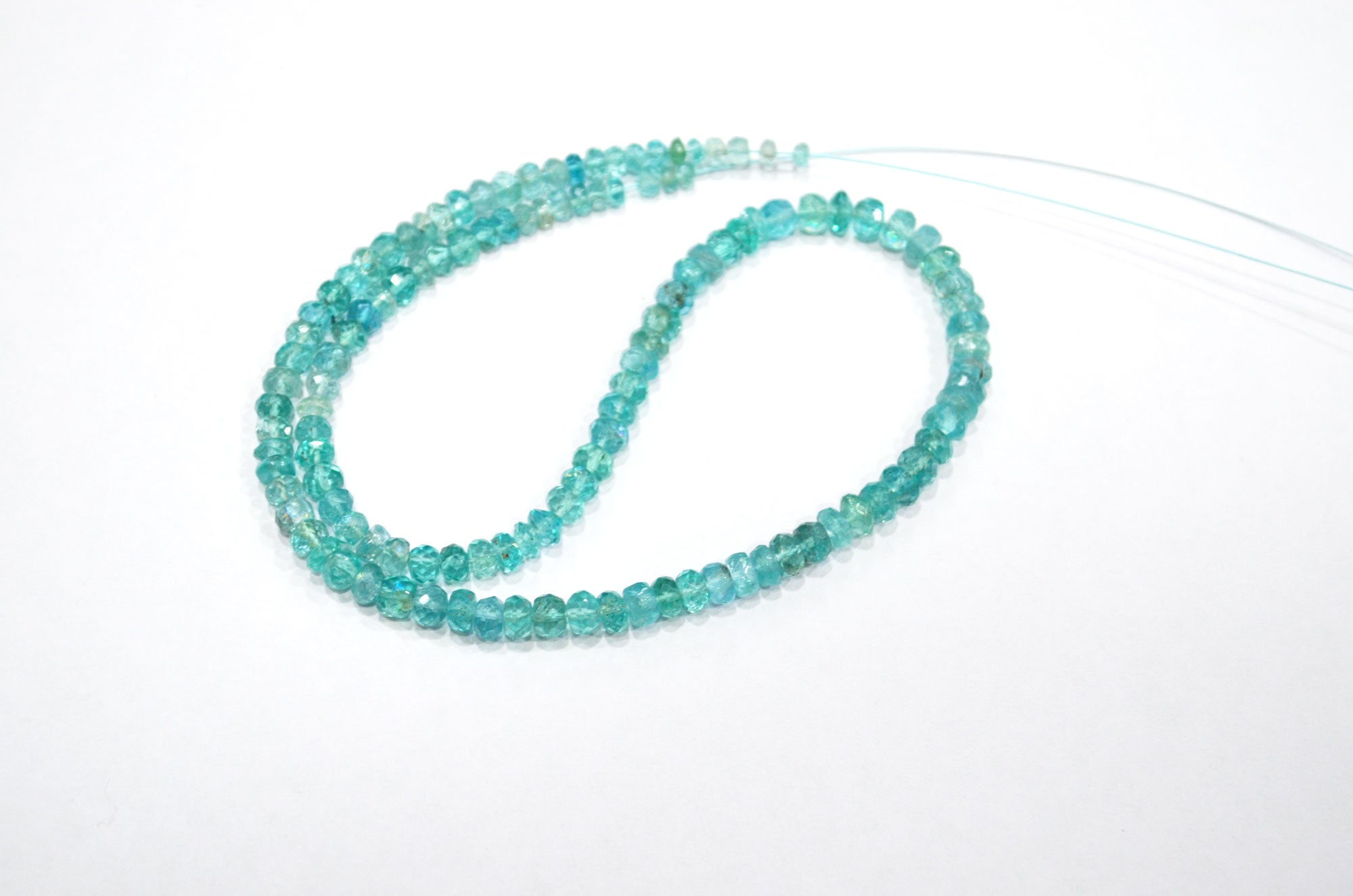 Sky Apatite Faceted Rondelle Shape Beads , 13 Inches , 3.25 - 4.75 mm , 32404