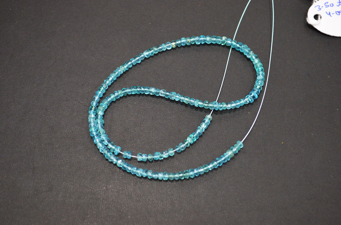 Sky Apatite Faceted Rondelle Shape Beads , 13 Inches , 3.50 - 4 mm , 32406