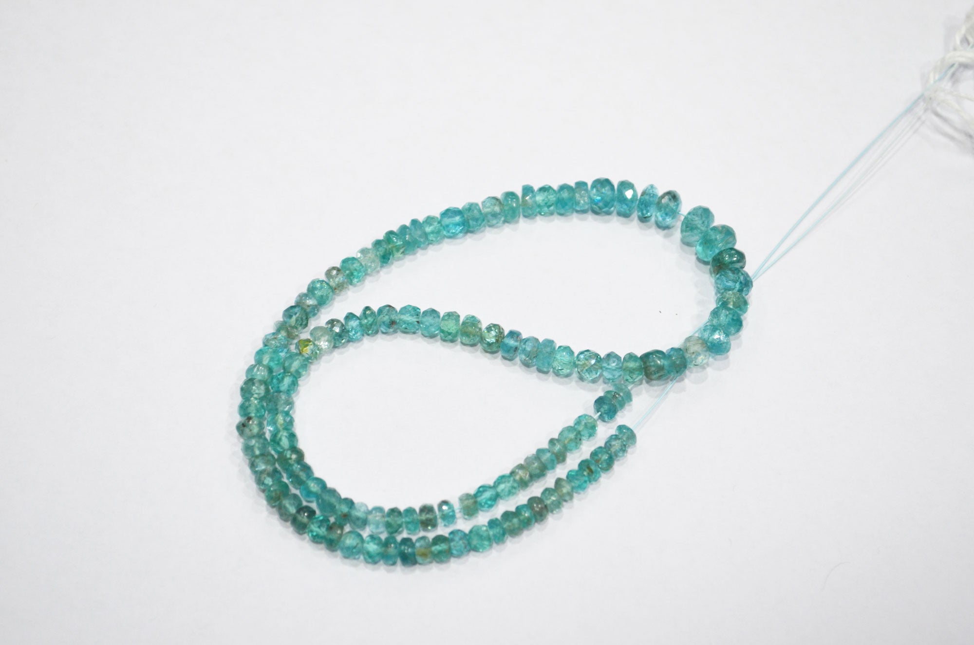 Sky Apatite Faceted Rondelle Shape Beads , 13 Inches , 4 - 7 mm , 32408