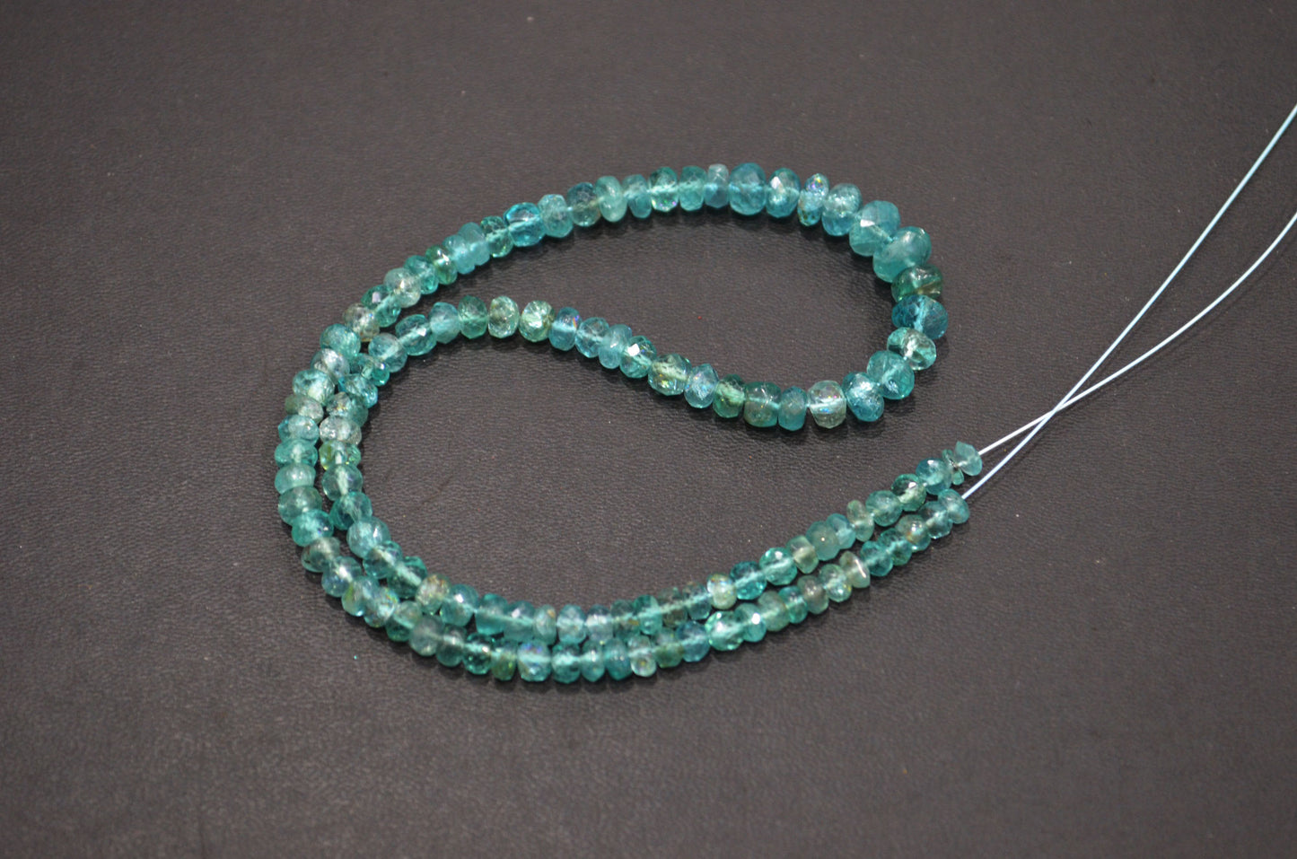 Sky Apatite Faceted Rondelle Shape Beads , 13 Inches , 4 - 7 mm , 32408