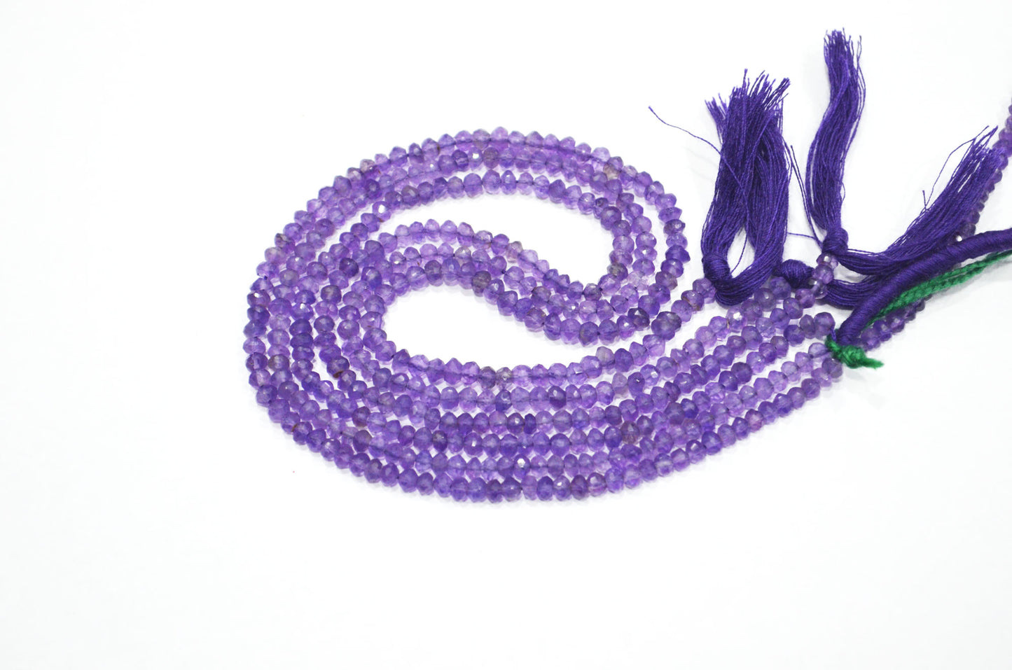 Pack Of 4 Strands Amethyst Faceted Rondelle Shape Beads , 13 Inches , 3.75 mm , 32411