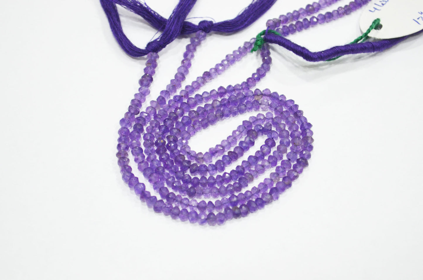 Pack Of 4 Strands Amethyst Faceted Rondelle Shape Beads , 13 Inches , 3.75 mm , 32411