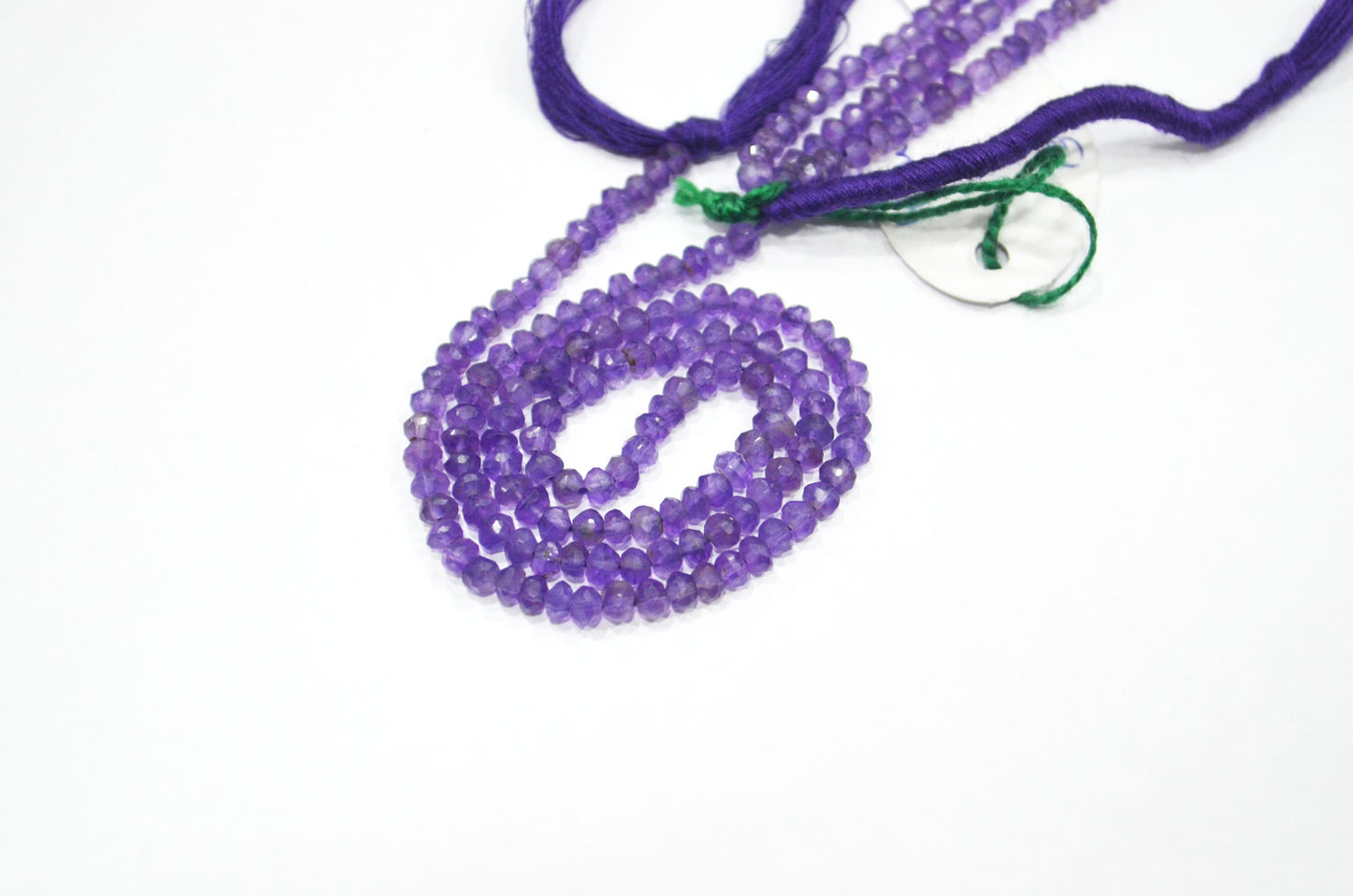 Pack Of 4 Strands Amethyst Faceted Rondelle Shape Beads , 13 Inches , 3.75 mm , 32411