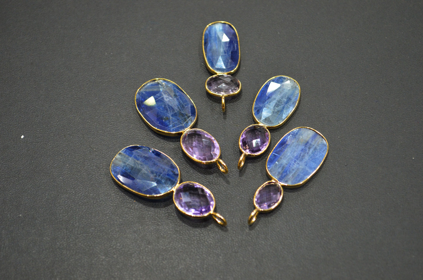 Pink Amethyst With Himalayan Blue Kyanite Fancy Shape Connector , Sold By Piece , 35 - 45 mm , 32494