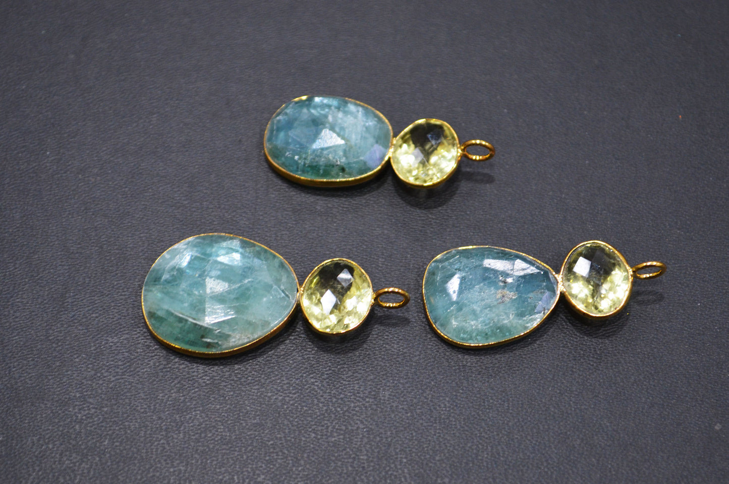 Lemon Quartz With Kyanite Fancy Shape Connector , Sold By Piece , 35 - 40 mm , 32496