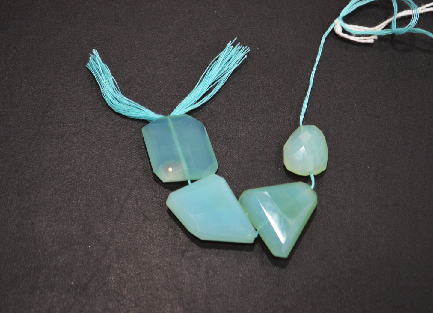 4 Pieces In A Strand Aqua Chalcedony Laser Cut Nuggets Shape Beads , 14.50x18 - 20x24 mm , 32510