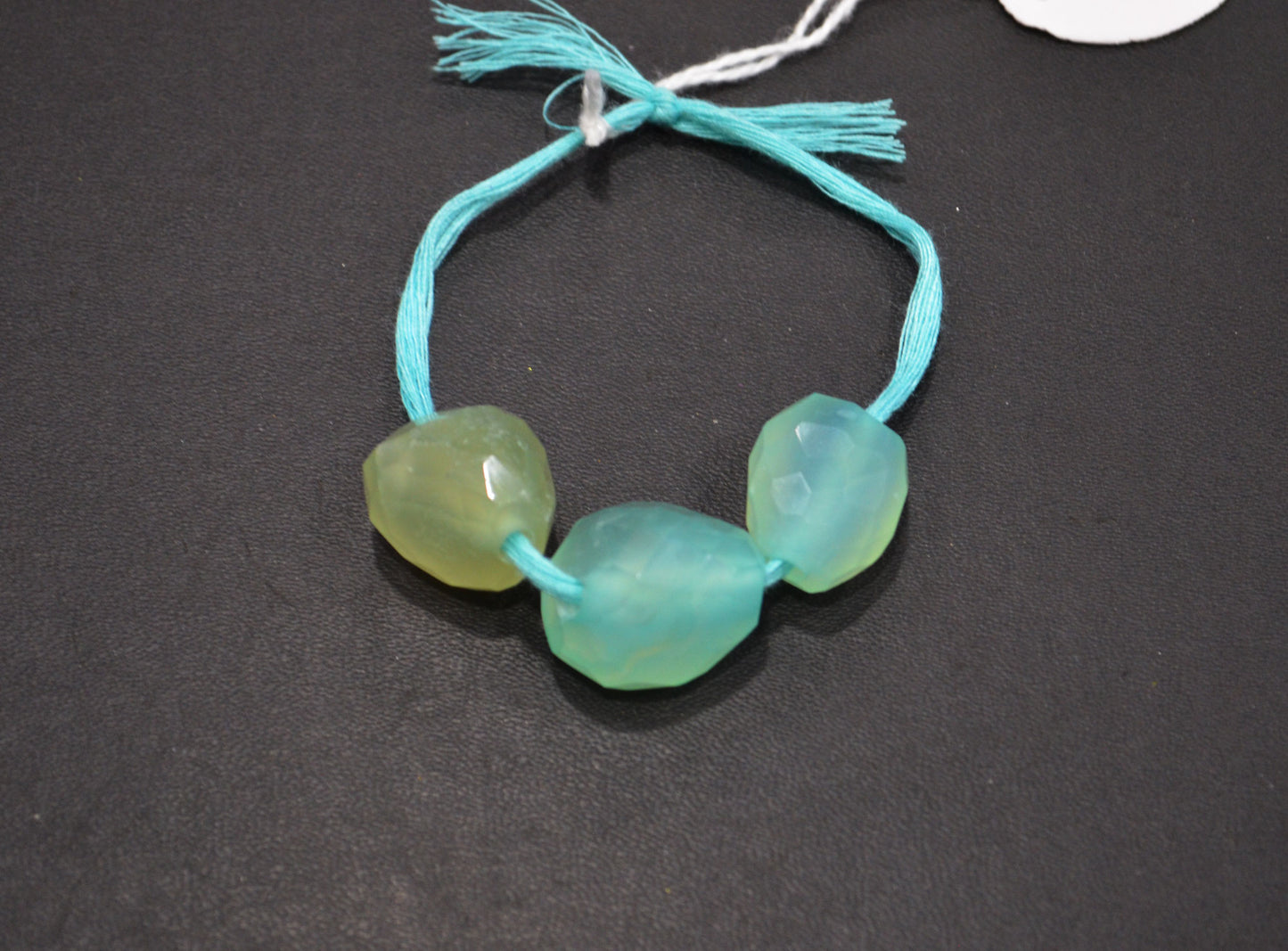 3 Pieces In A Strand Aqua Chalcedony Nuggets Shape Beads , 15x20 - 18x19 mm , 32511